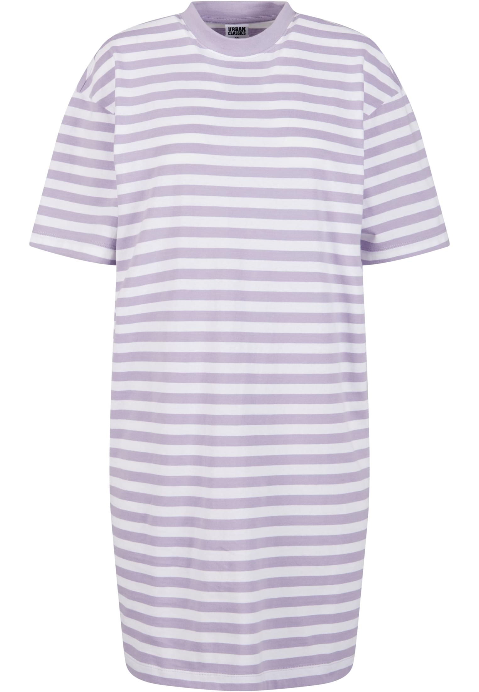 Ladies Oversized Striped Tee Dress | white/dustylilac