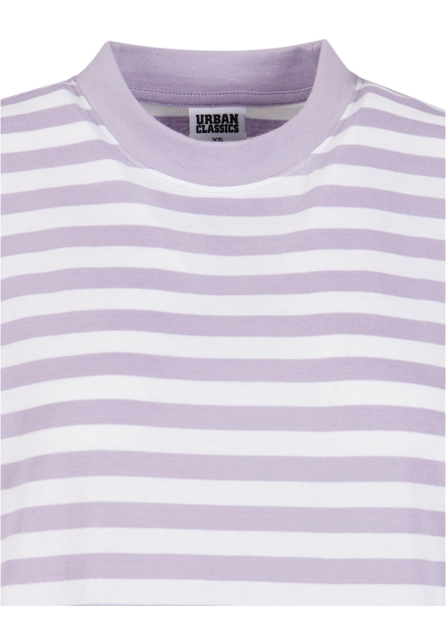 Ladies Oversized Striped Tee Dress | white/dustylilac