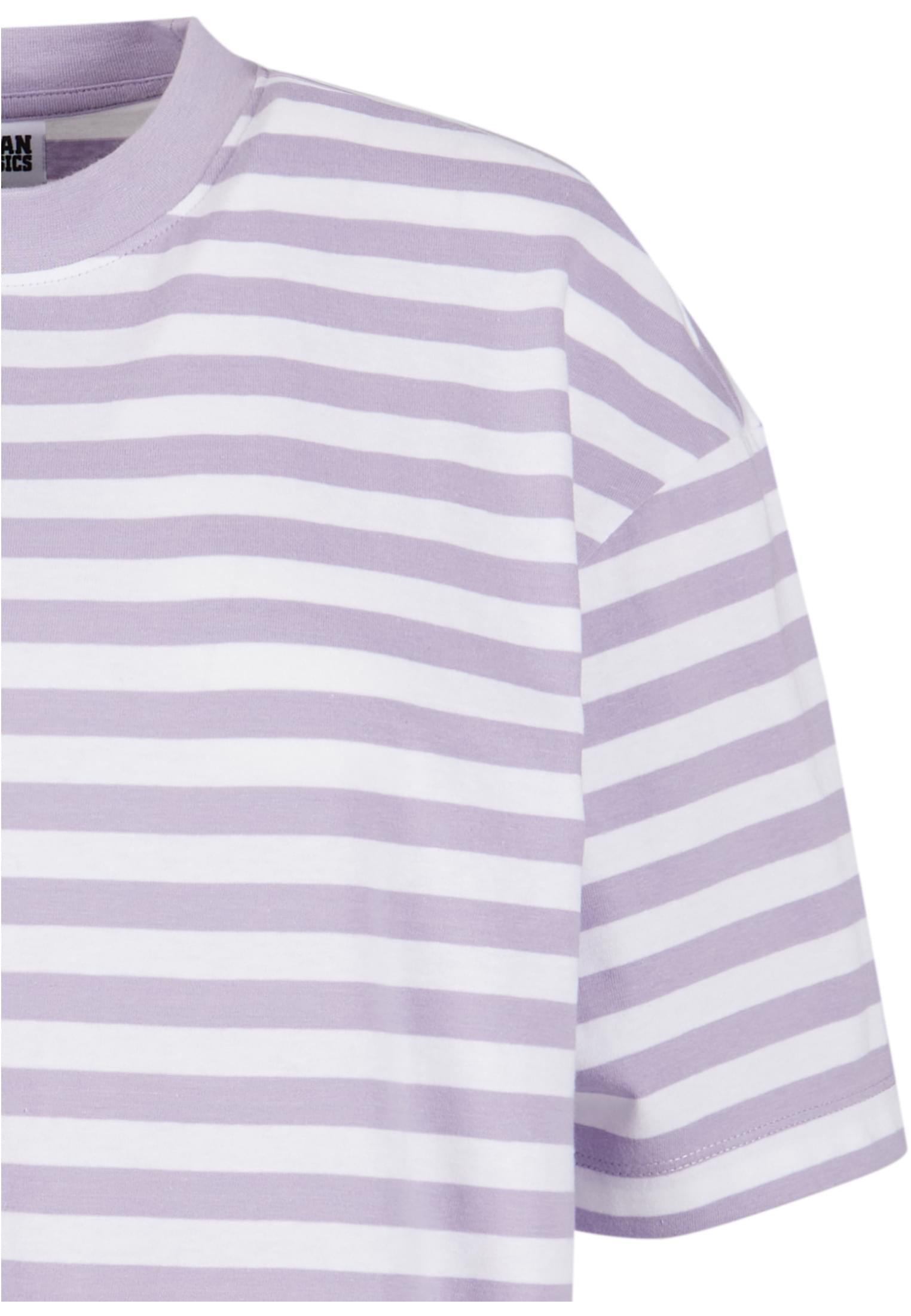 Ladies Oversized Striped Tee Dress | white/dustylilac