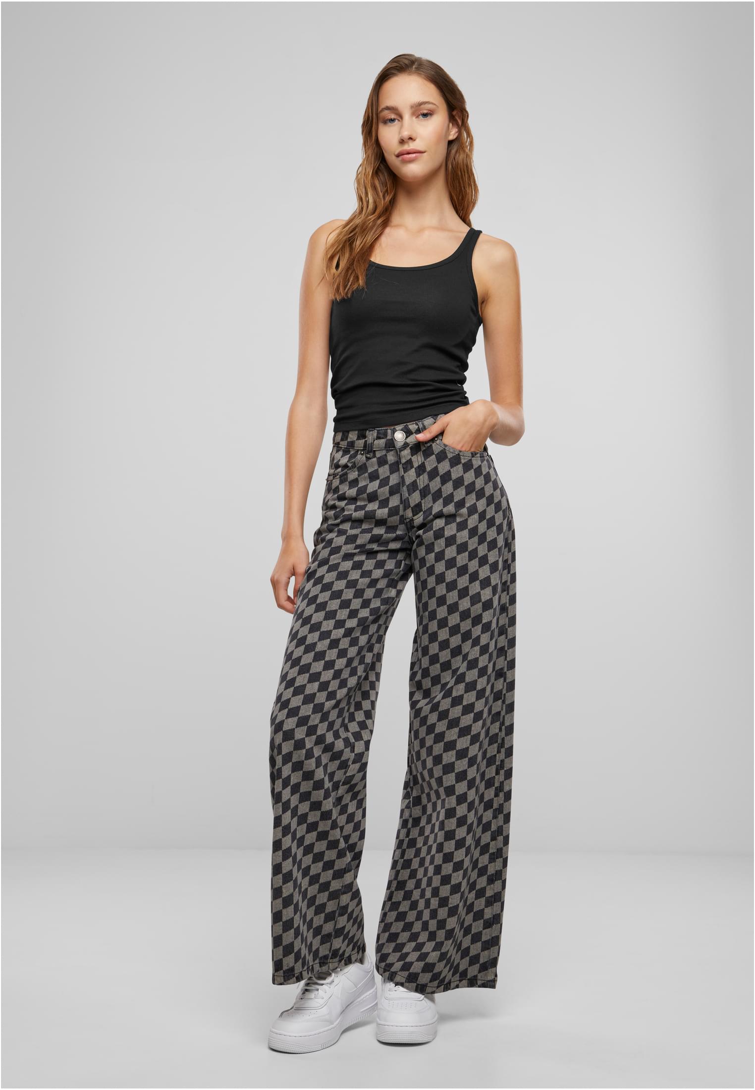 Ladies Wide Laser Printed Denim Pants | blacklasercheck