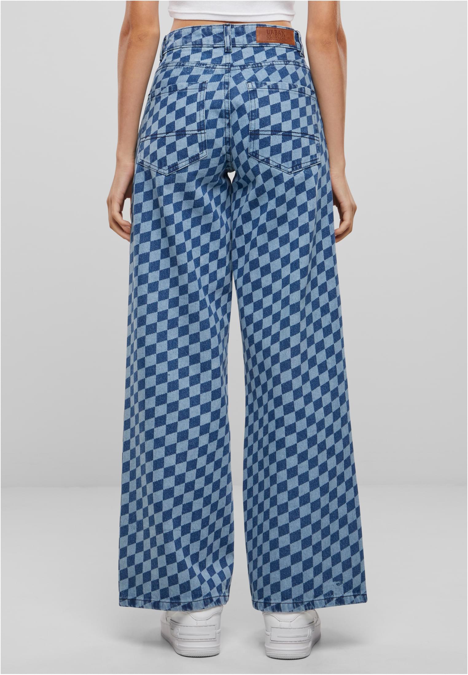 Ladies Wide Laser Printed Denim Pants | bluelasercheck