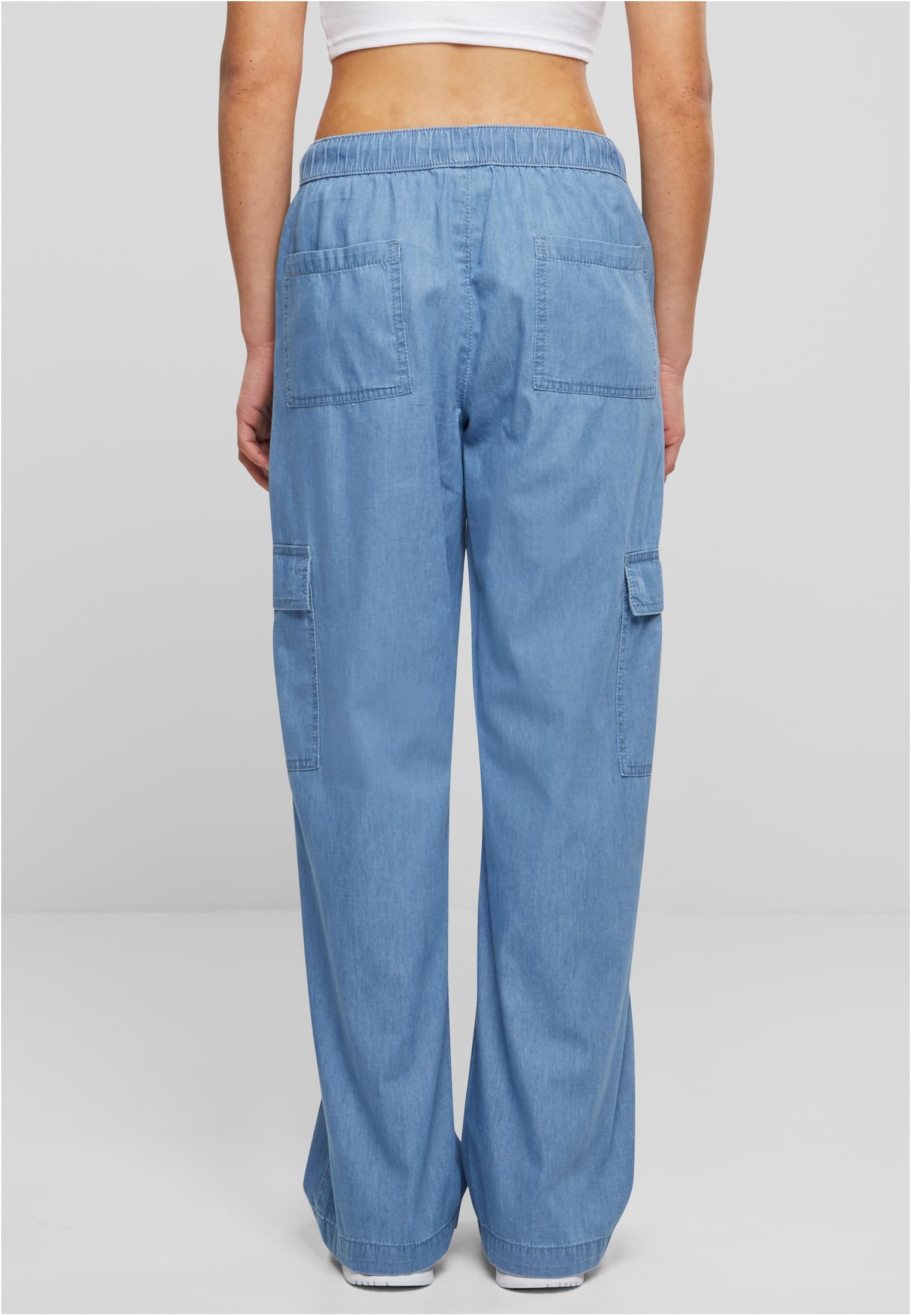 Ladies Light Denim Cargo Pants | skyblue washed