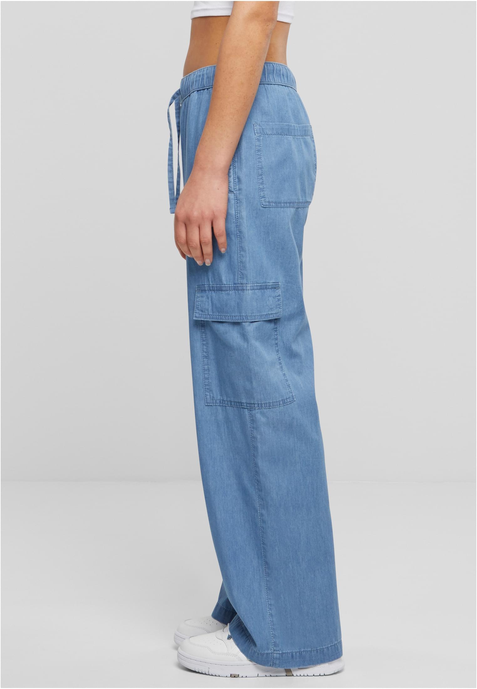 Ladies Light Denim Cargo Pants | skyblue washed