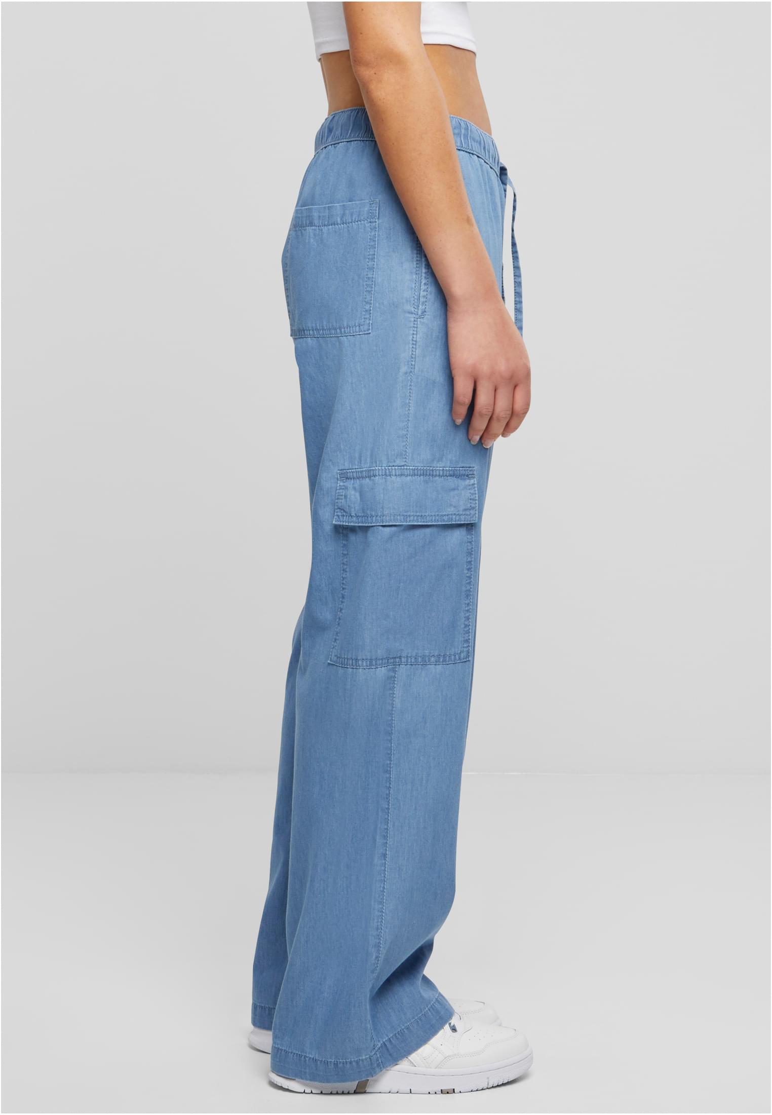 Ladies Light Denim Cargo Pants | skyblue washed