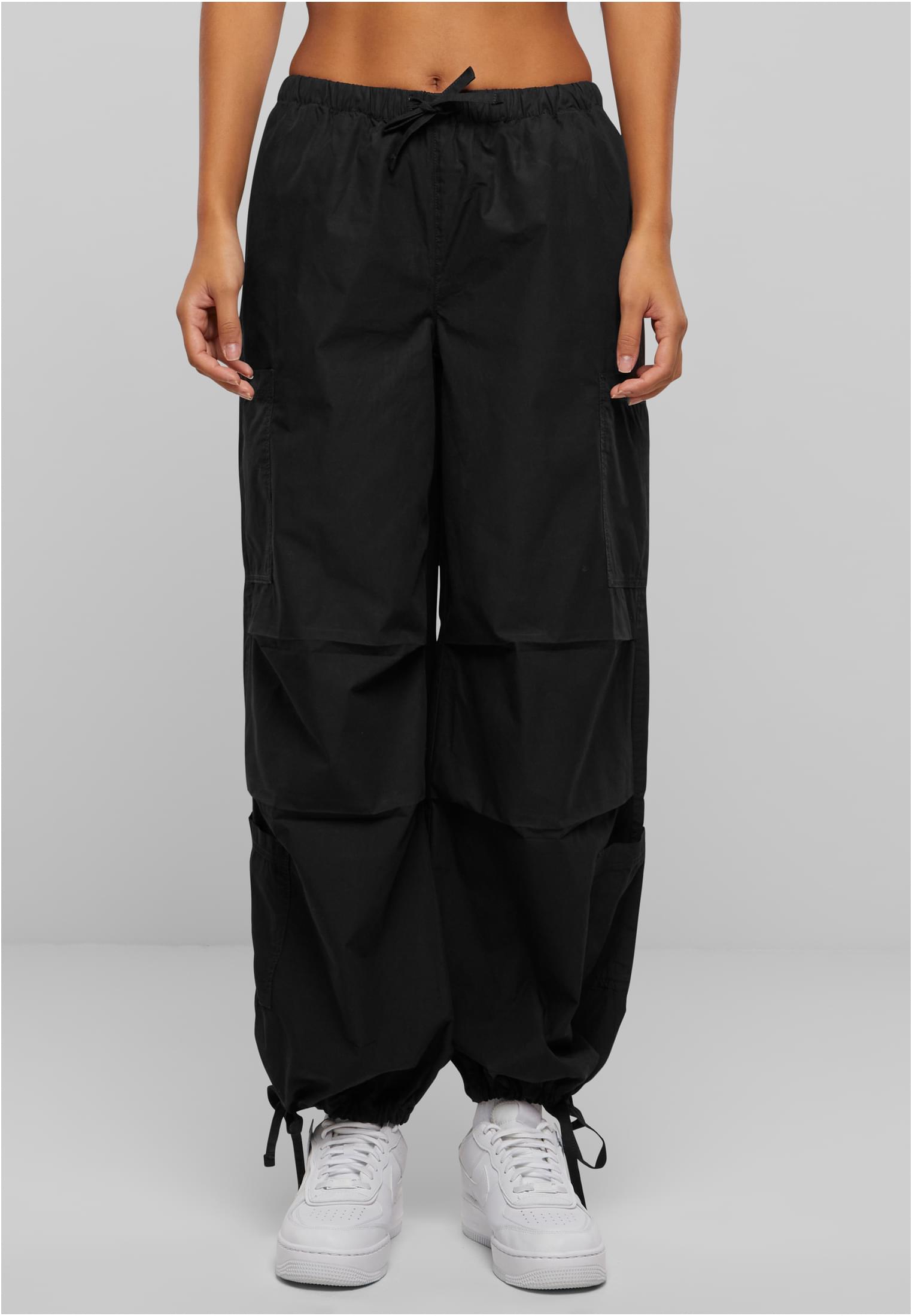 Ladies Cotton Cargo Parashute Pants | black