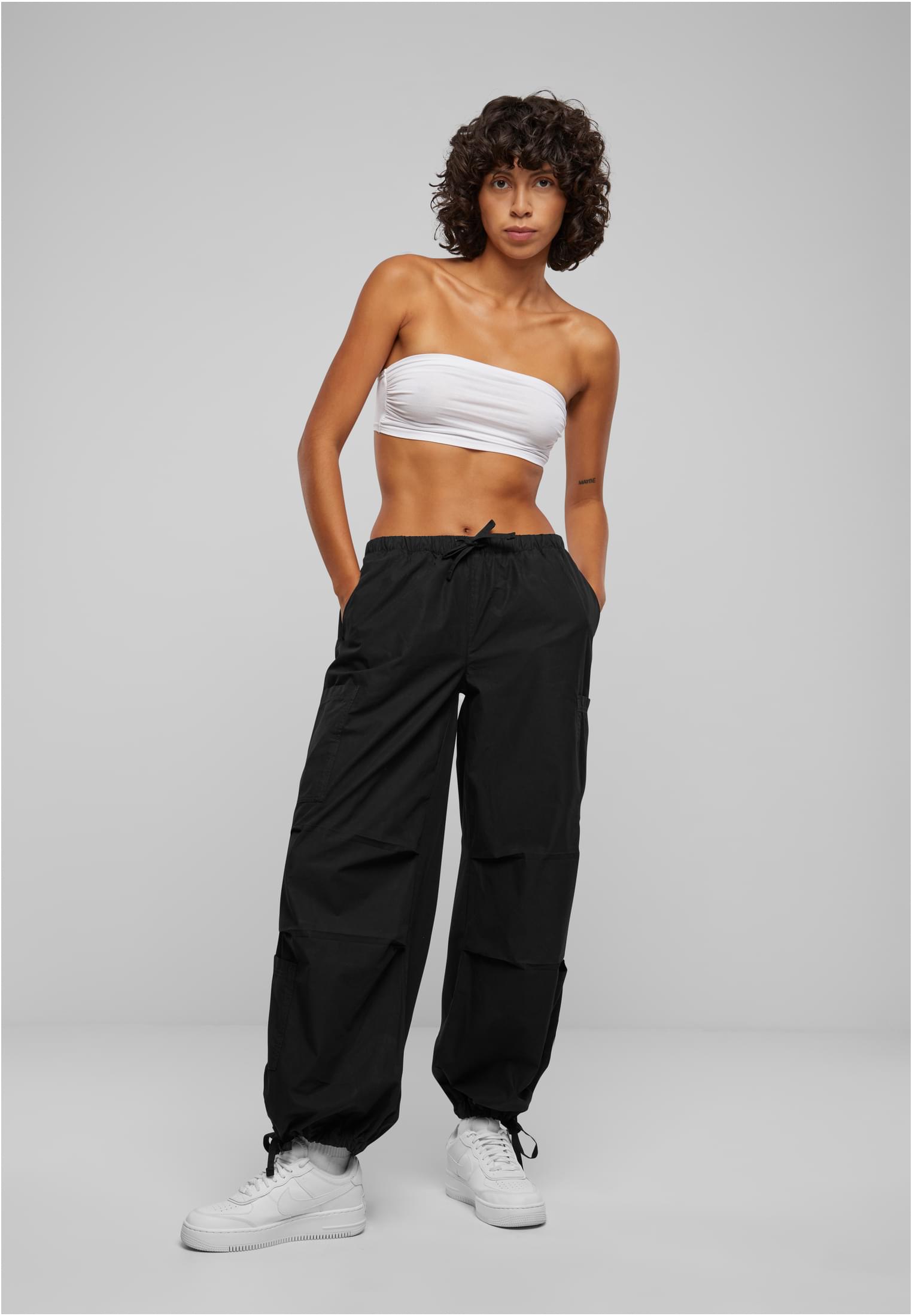 Ladies Cotton Cargo Parashute Pants | black