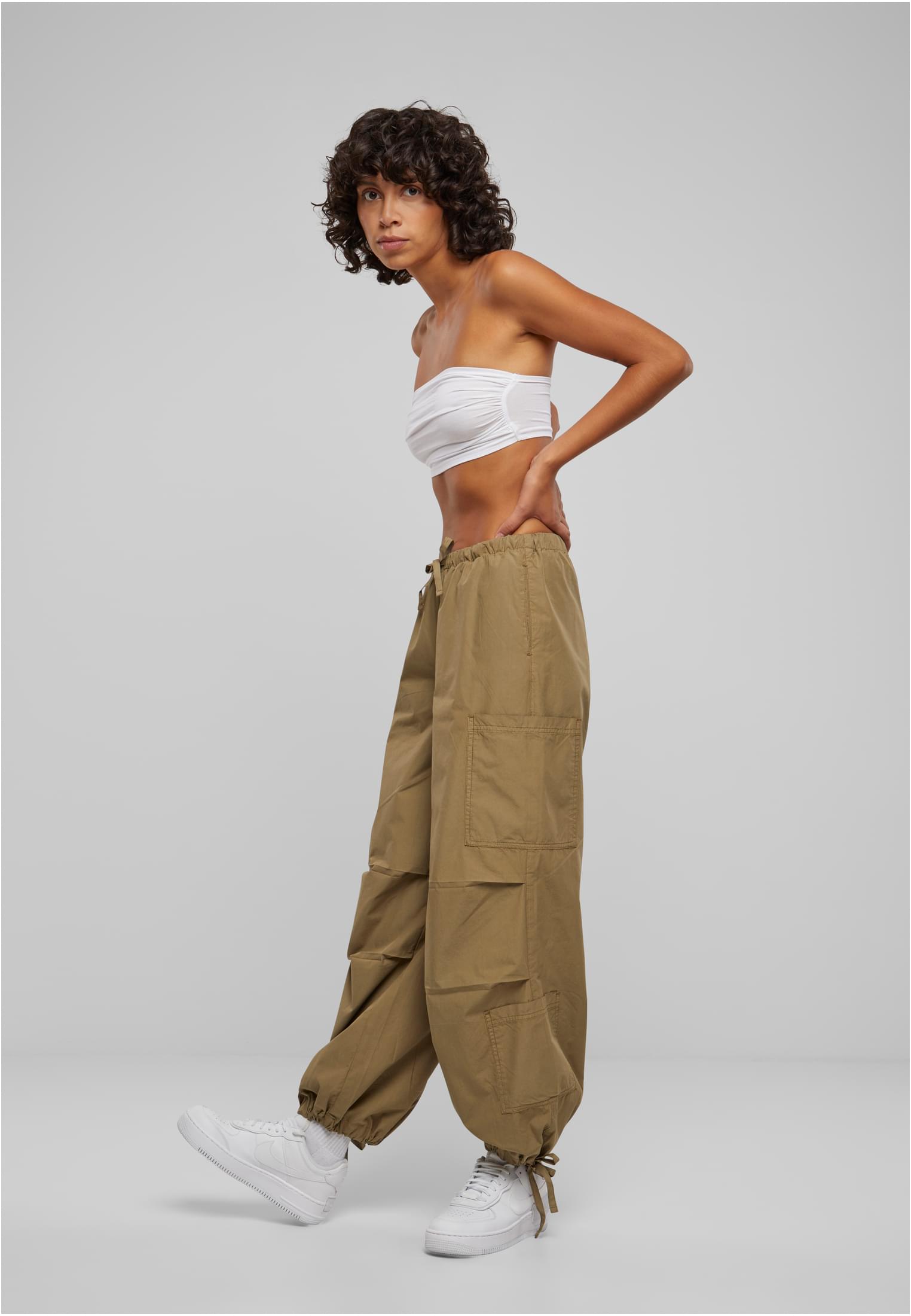 Ladies Cotton Cargo Parashute Pants | khaki