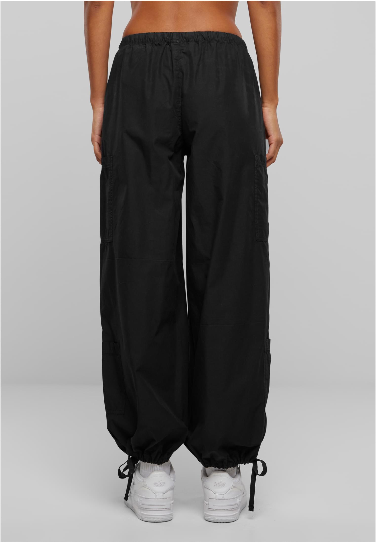 Ladies Cotton Cargo Parashute Pants | black