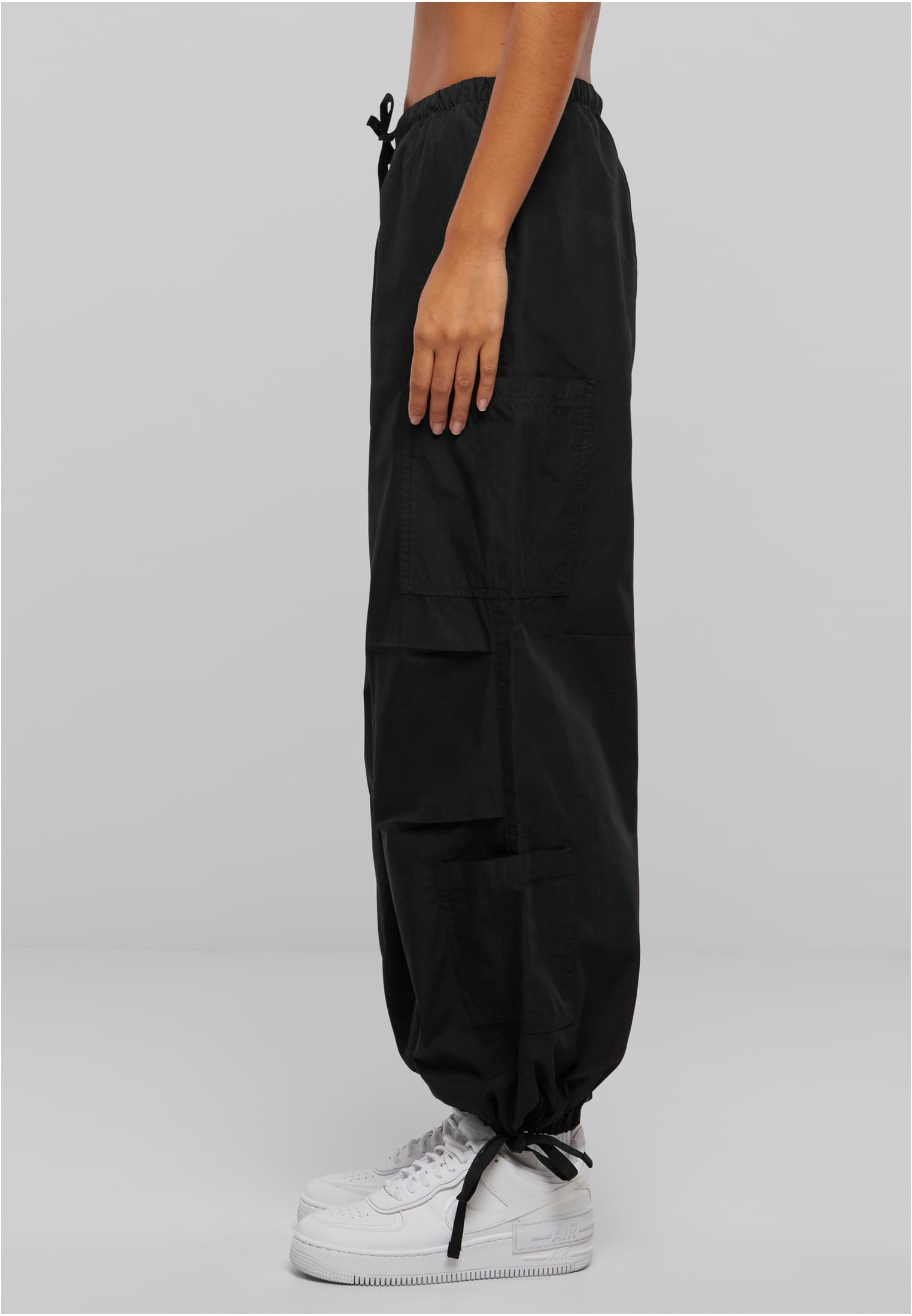 Ladies Cotton Cargo Parashute Pants | black