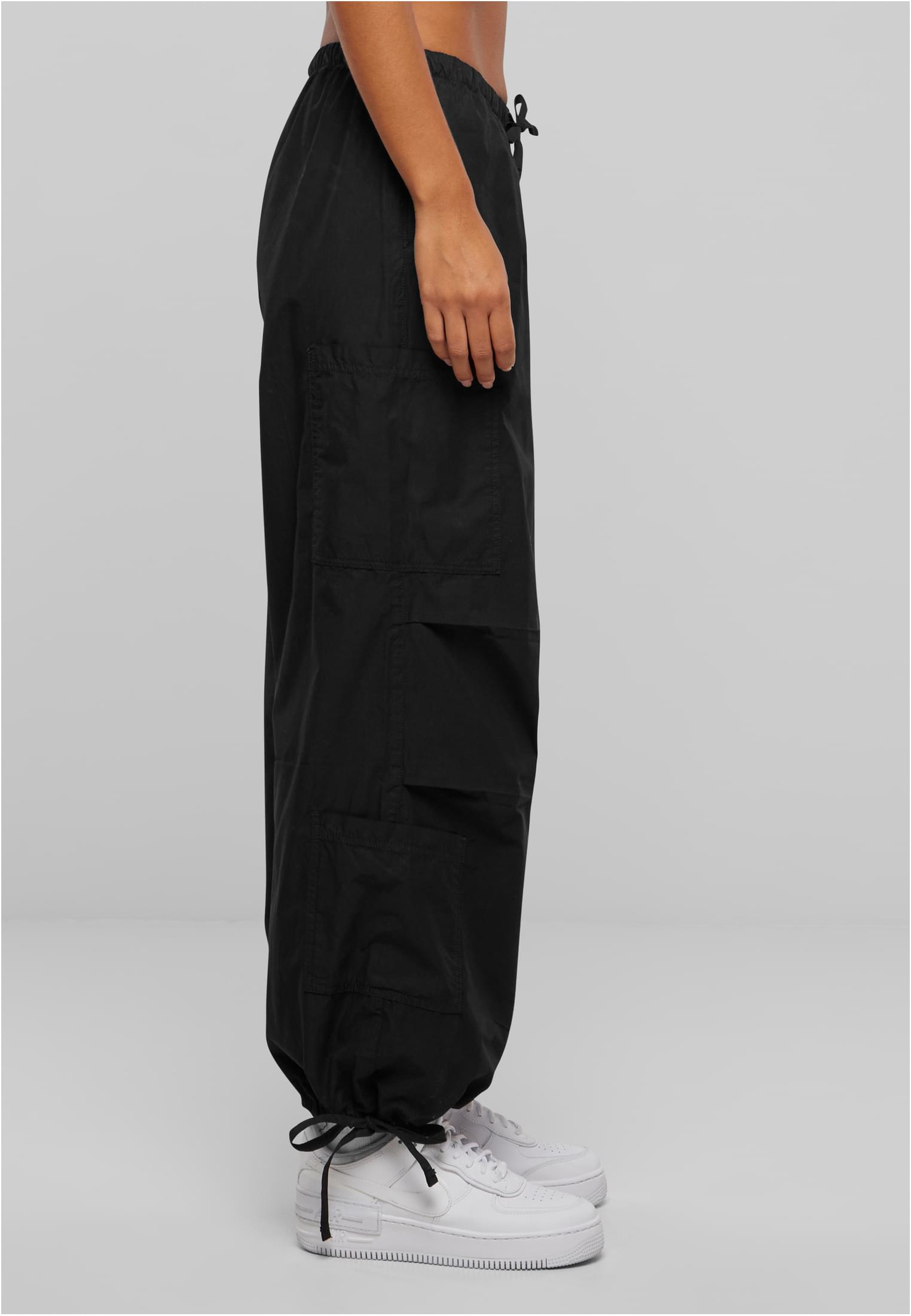 Ladies Cotton Cargo Parashute Pants | black