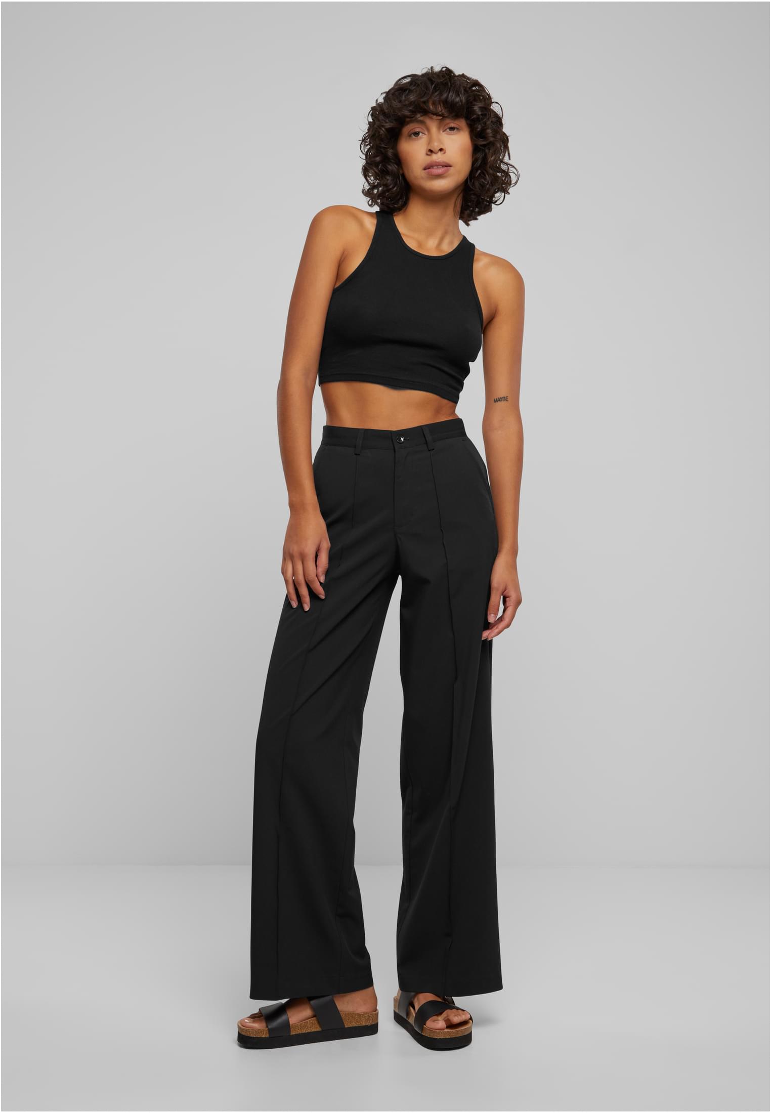 Ladies Wide Pleated Pants | black