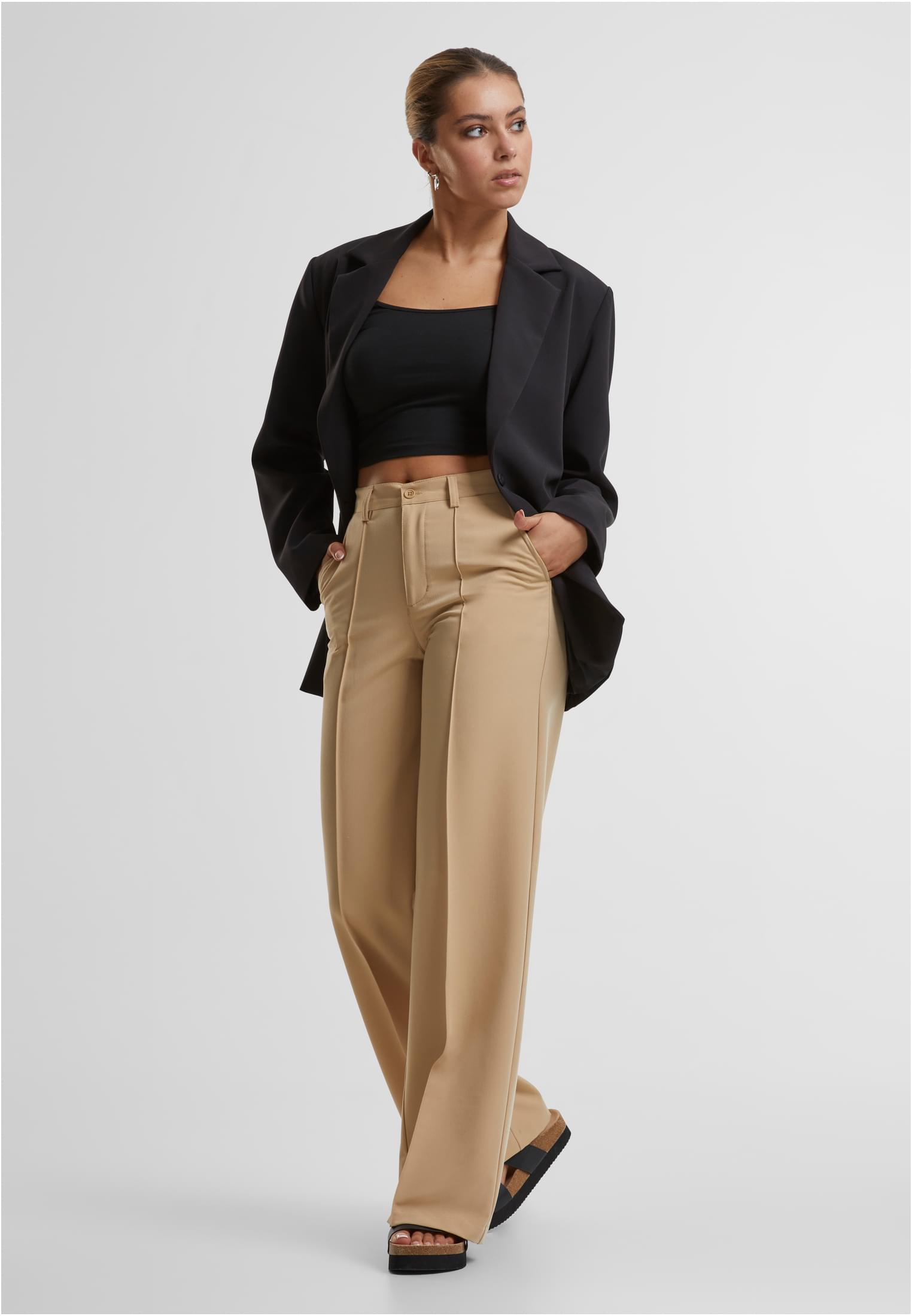 Ladies Wide Pleated Pants | unionbeige