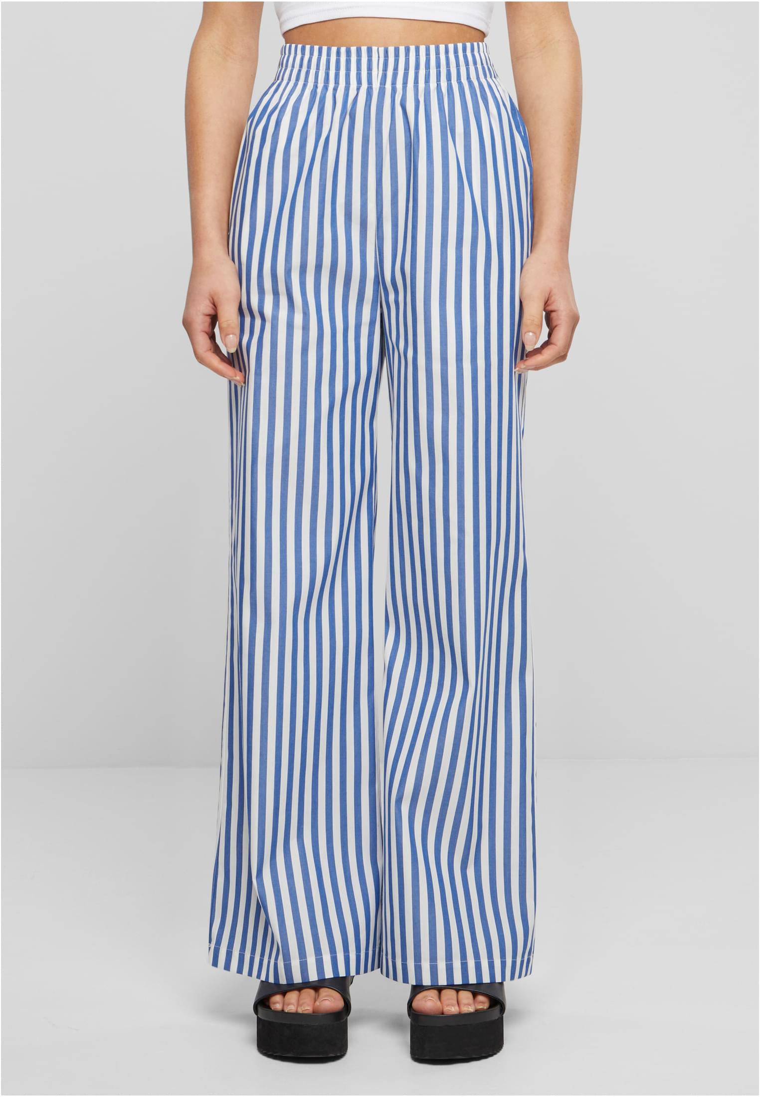 Ladies Striped Loose Pants | white/blue