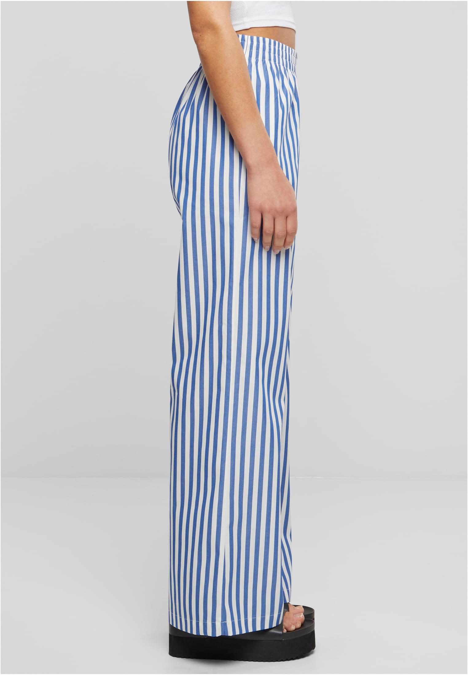 Ladies Striped Loose Pants | white/blue