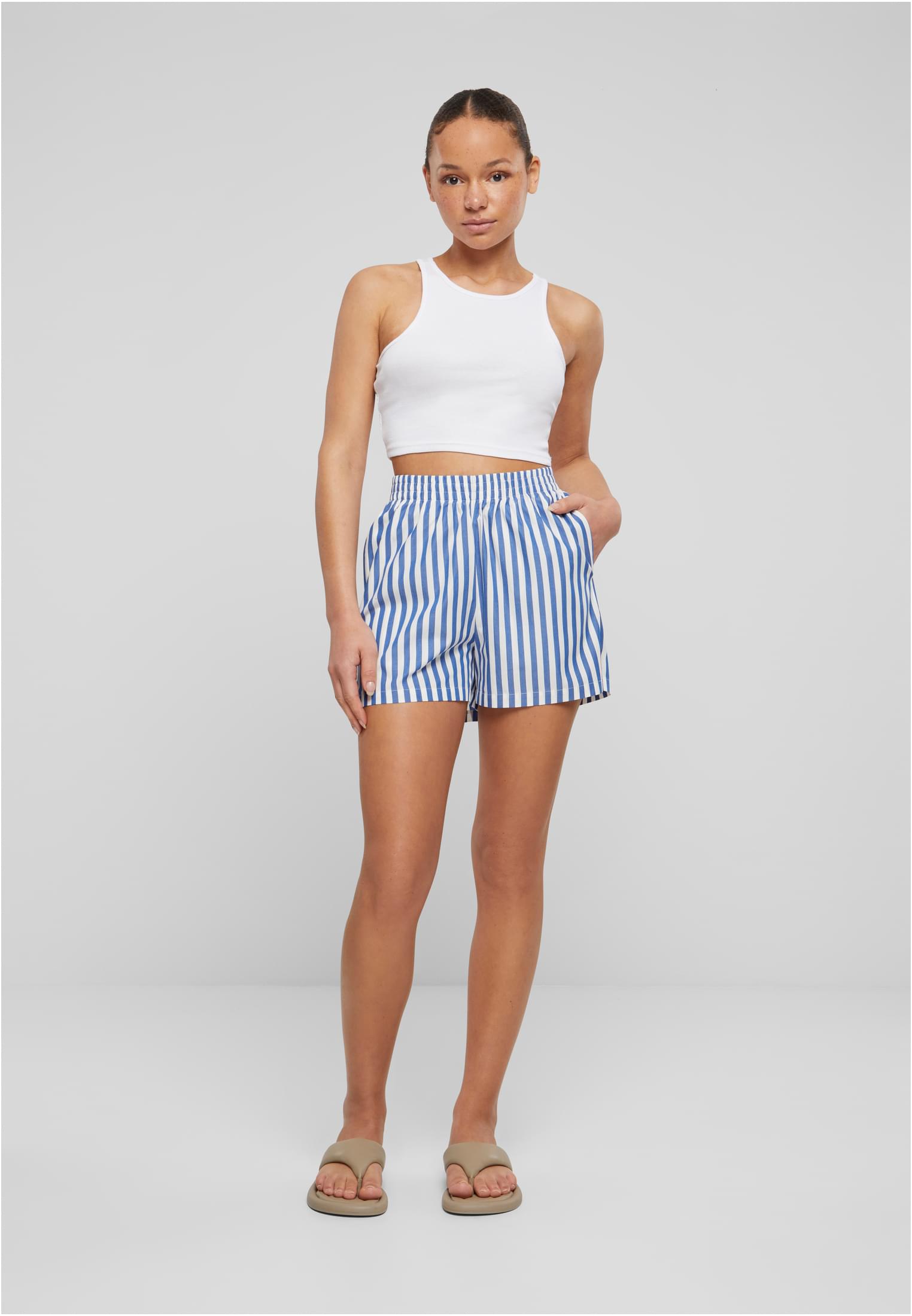 Ladies Striped Shorts | white/blue