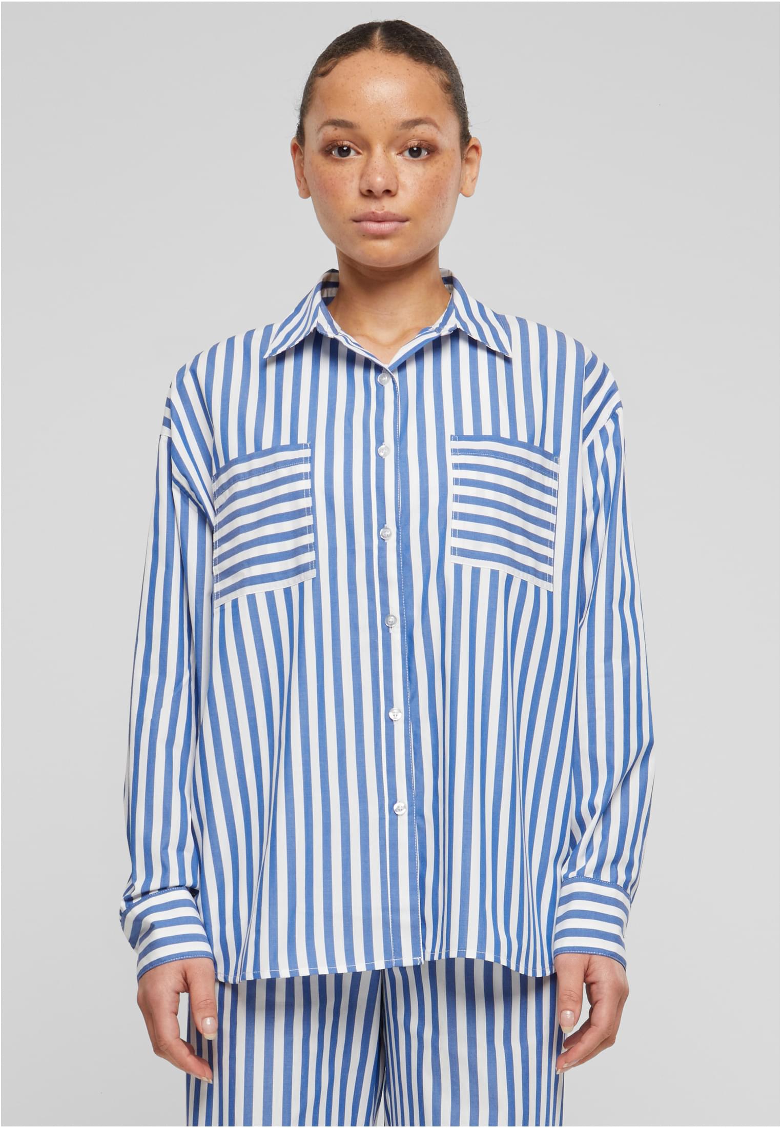 Ladies Striped Relaxed Shirt | white/blue