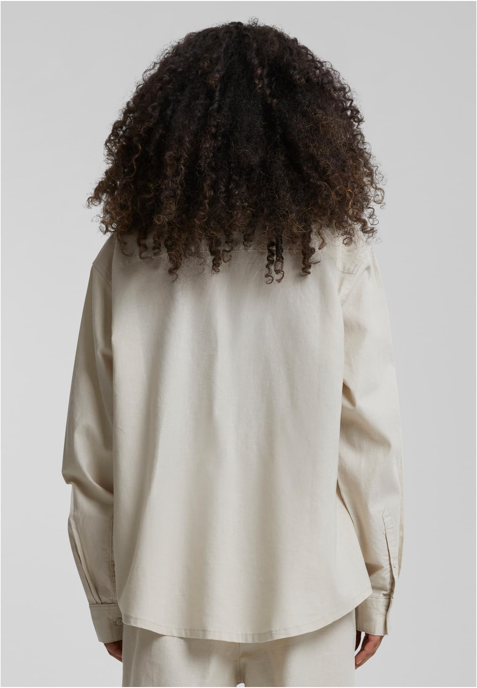 Ladies Linen Mixed Oversized Shirt | softseagrass