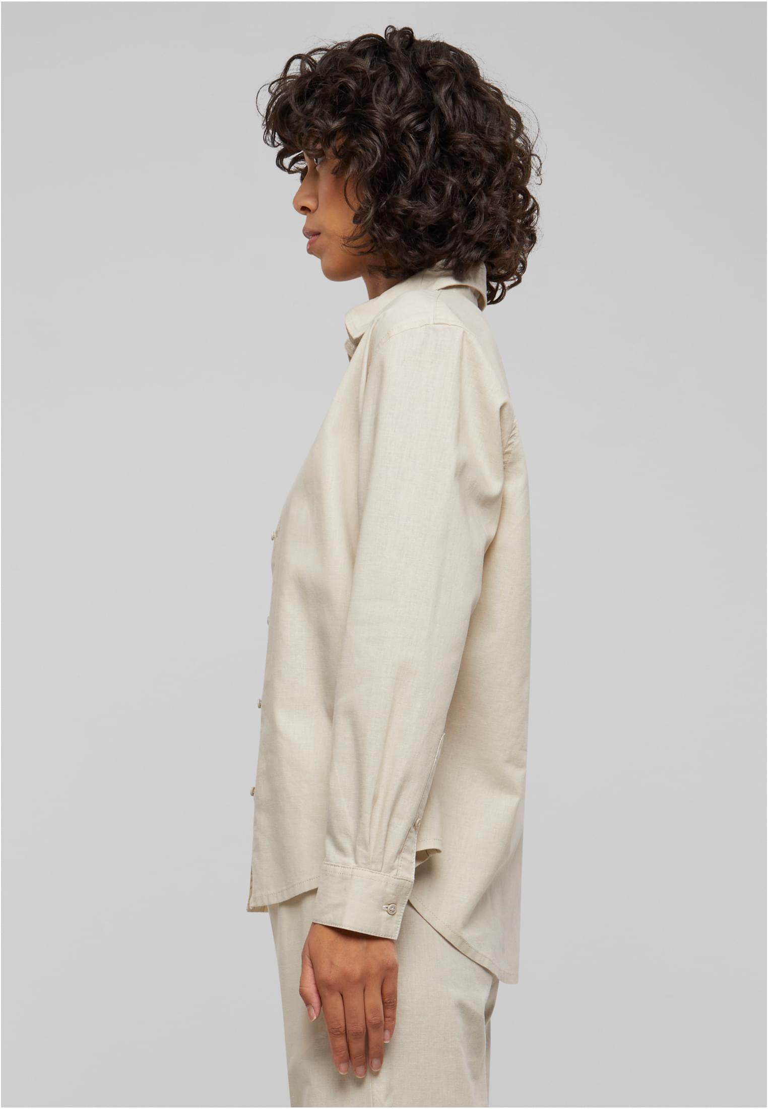 Ladies Linen Mixed Oversized Shirt | softseagrass