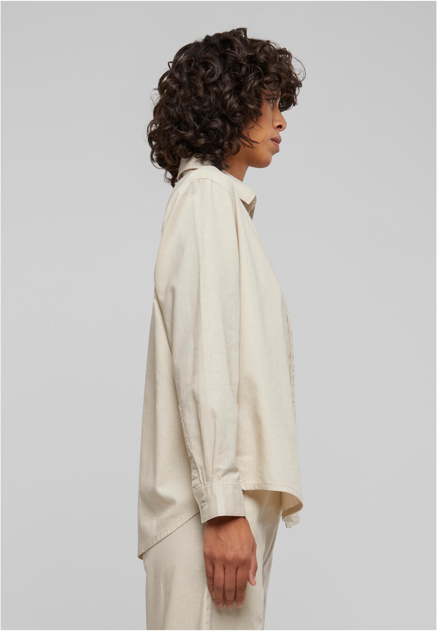 Ladies Linen Mixed Oversized Shirt | softseagrass