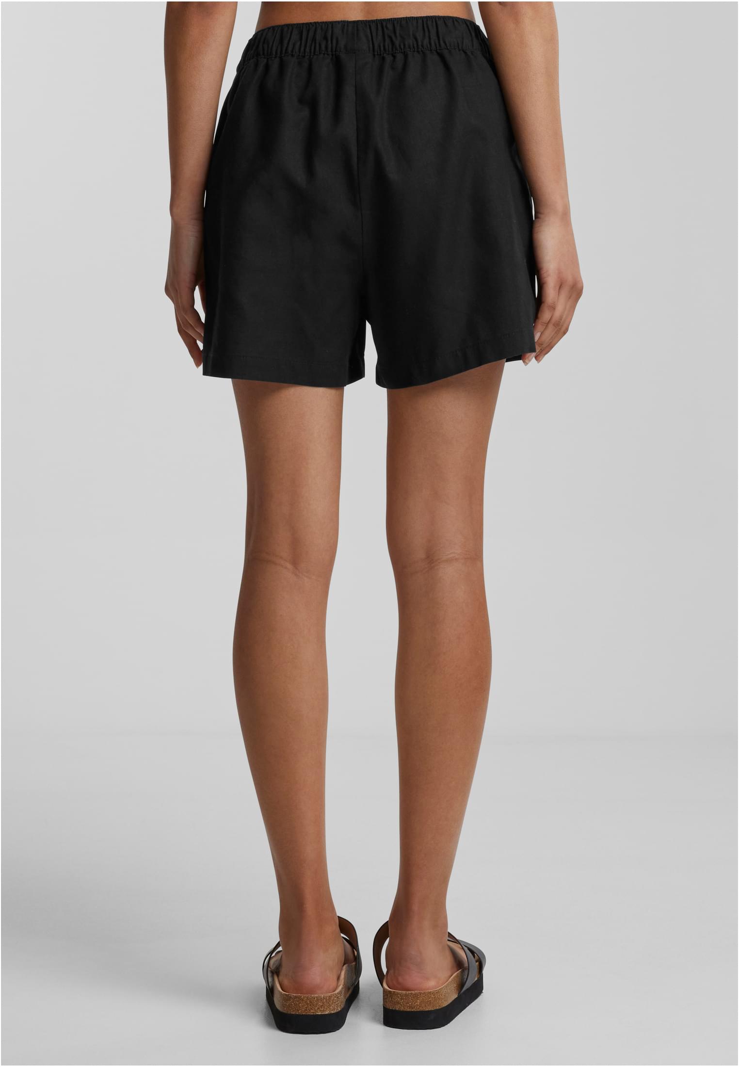 Ladies Linen Mixed Boxer Shorts | black