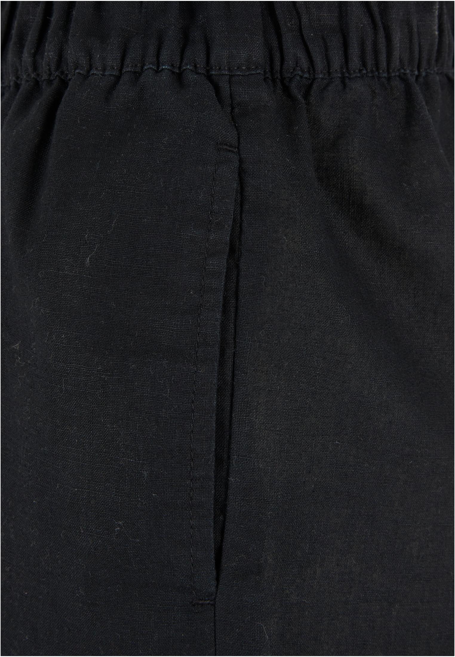 Ladies Linen Mixed Boxer Shorts | black