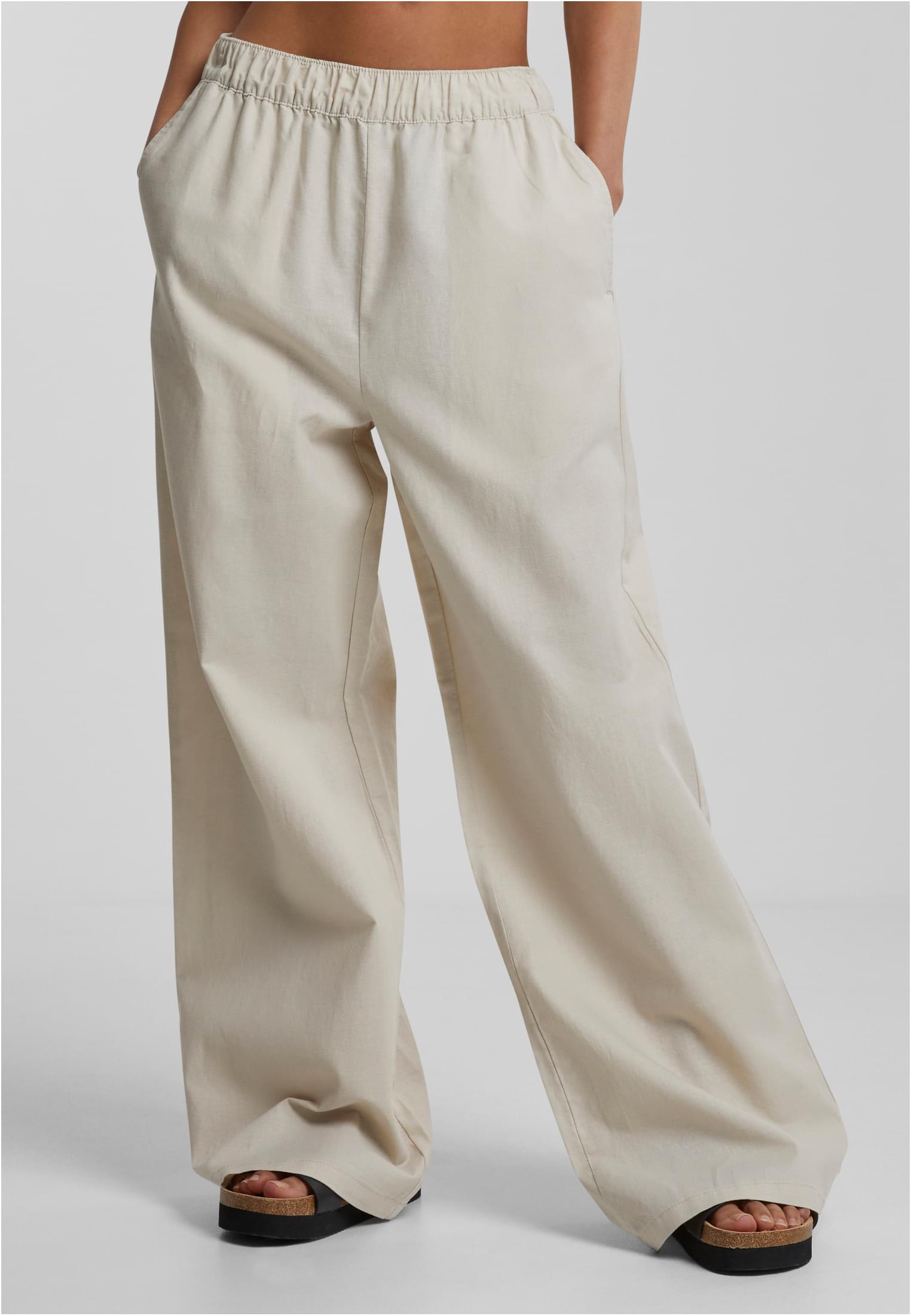 Ladies Linen Mixed Wide Pants | softseagrass