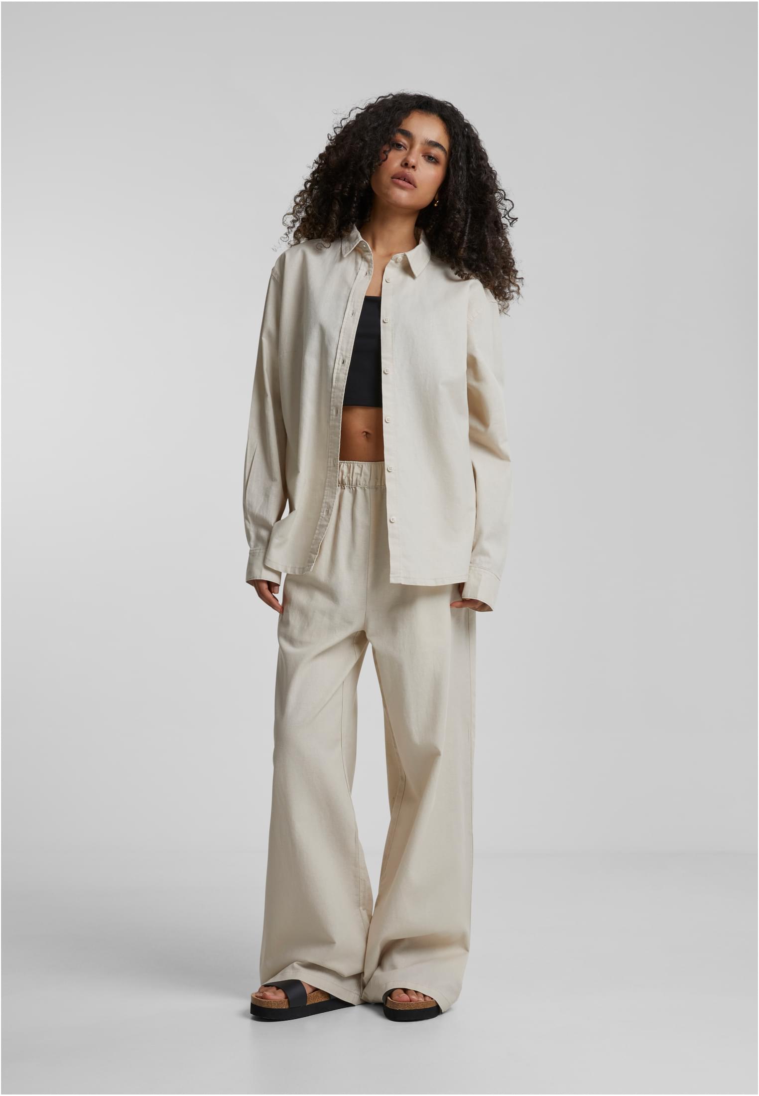 Ladies Linen Mixed Wide Pants | softseagrass