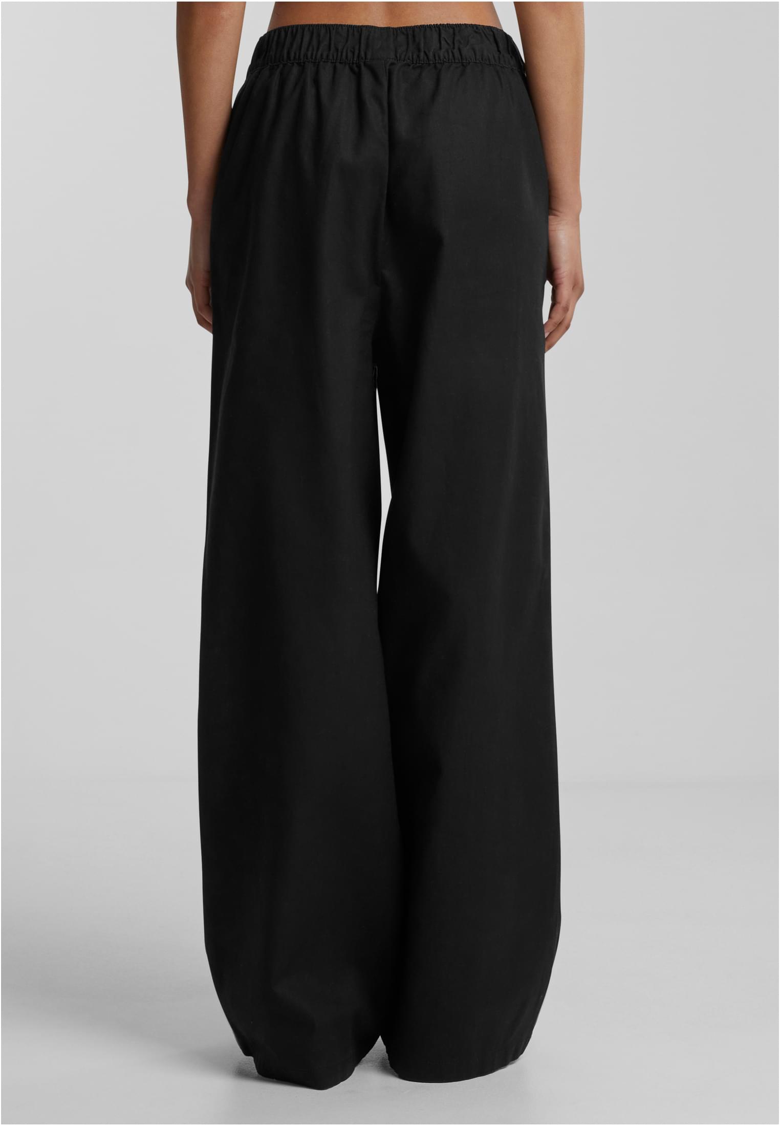 Ladies Linen Mixed Wide Pants | black