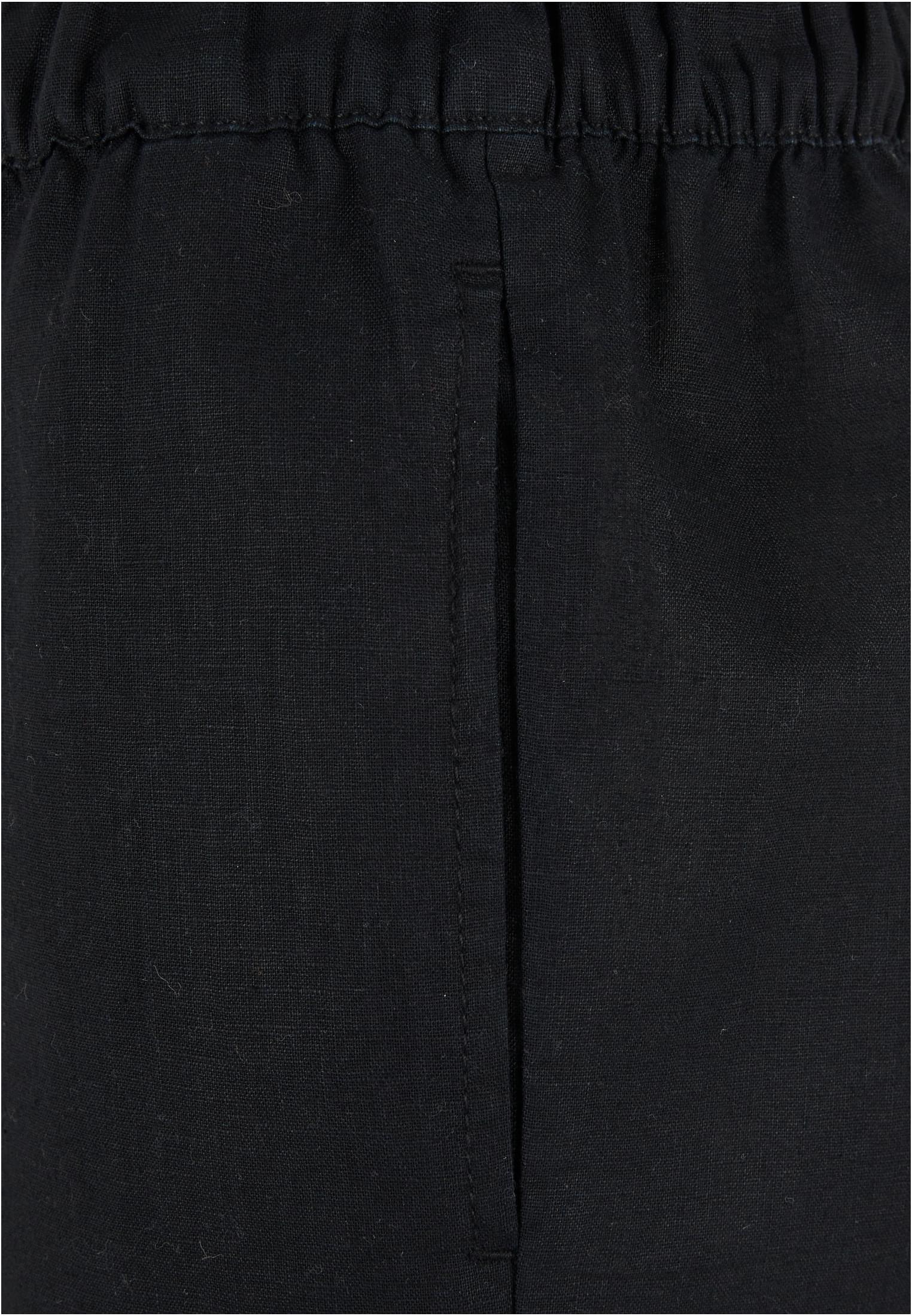 Ladies Linen Mixed Wide Pants | black