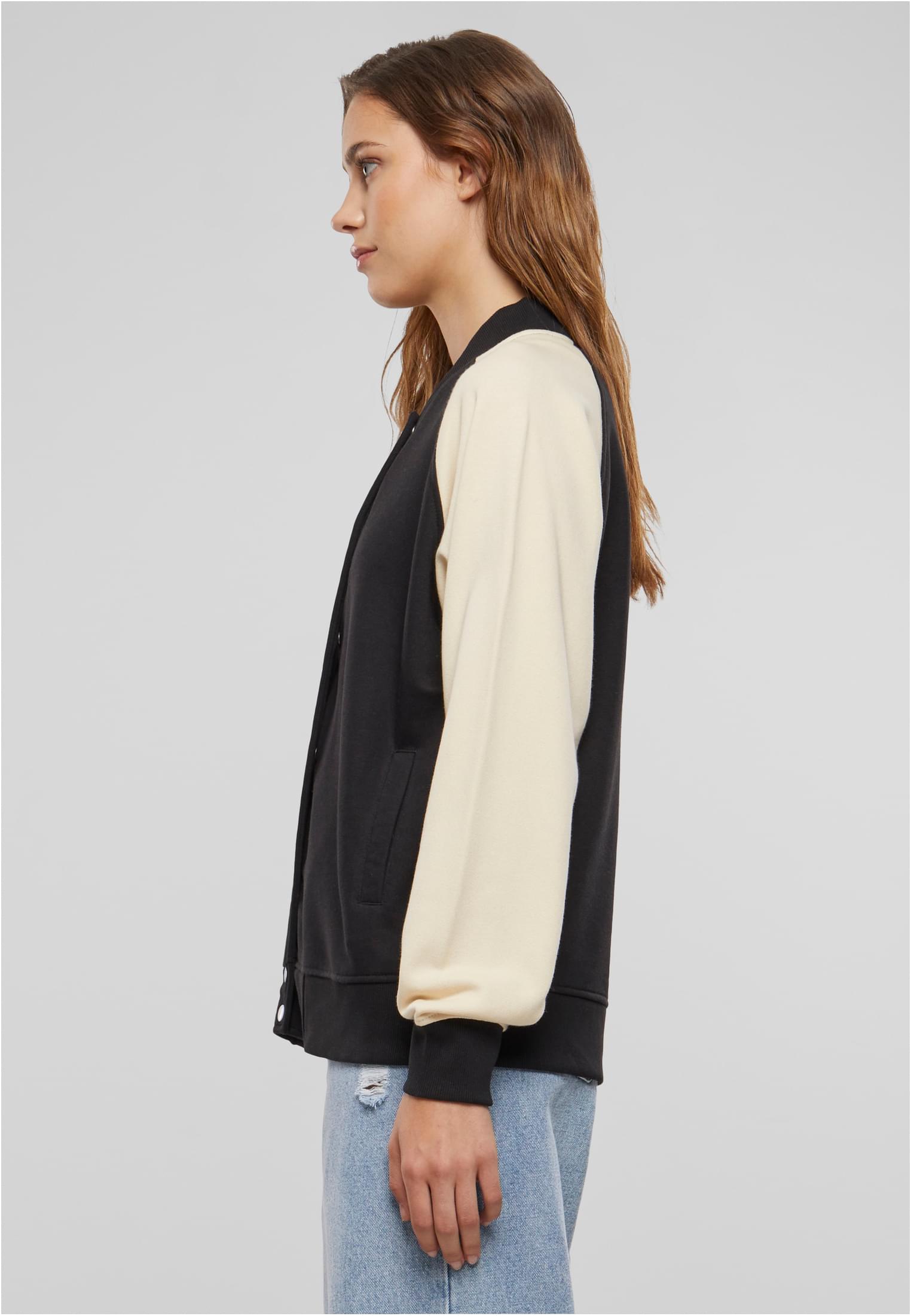 Ladies Light Terry Raglan College Jacket | black/whitesand