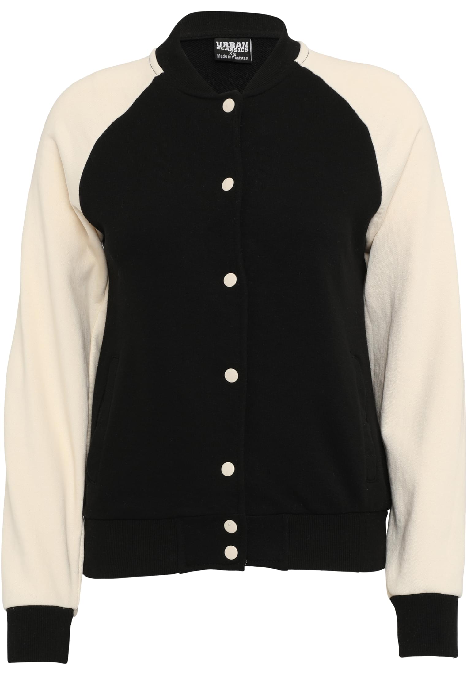 Ladies Light Terry Raglan College Jacket | black/whitesand