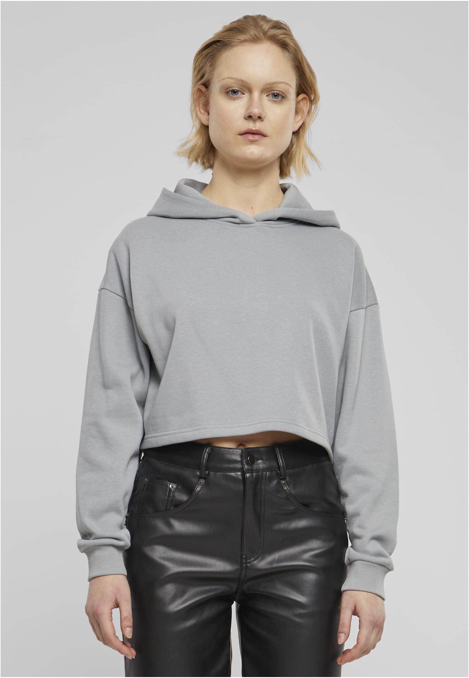 Ladies Oversized Cropped Light Terry Hoodie | lightasphalt