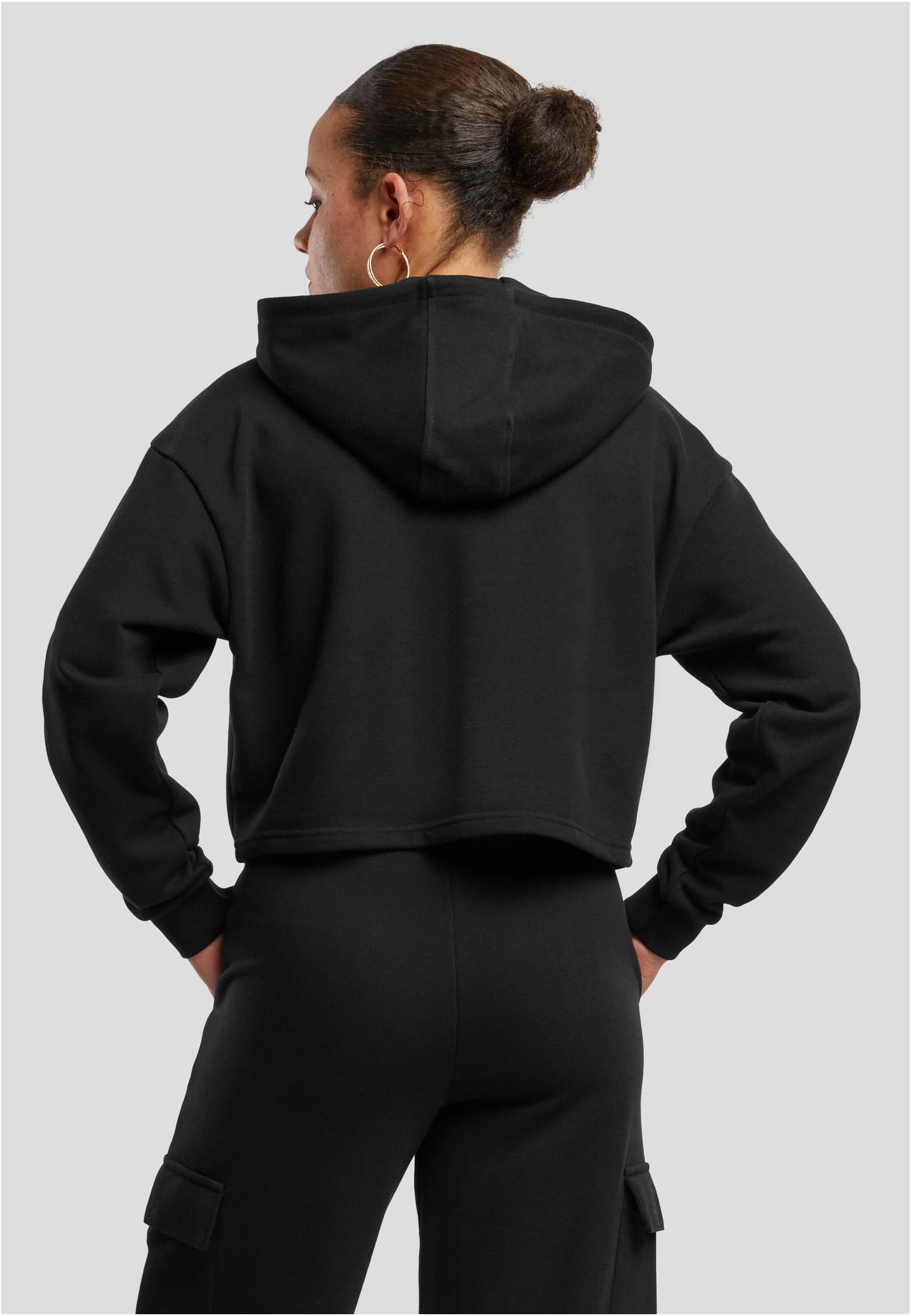 Ladies Oversized Cropped Light Terry Hoodie | black