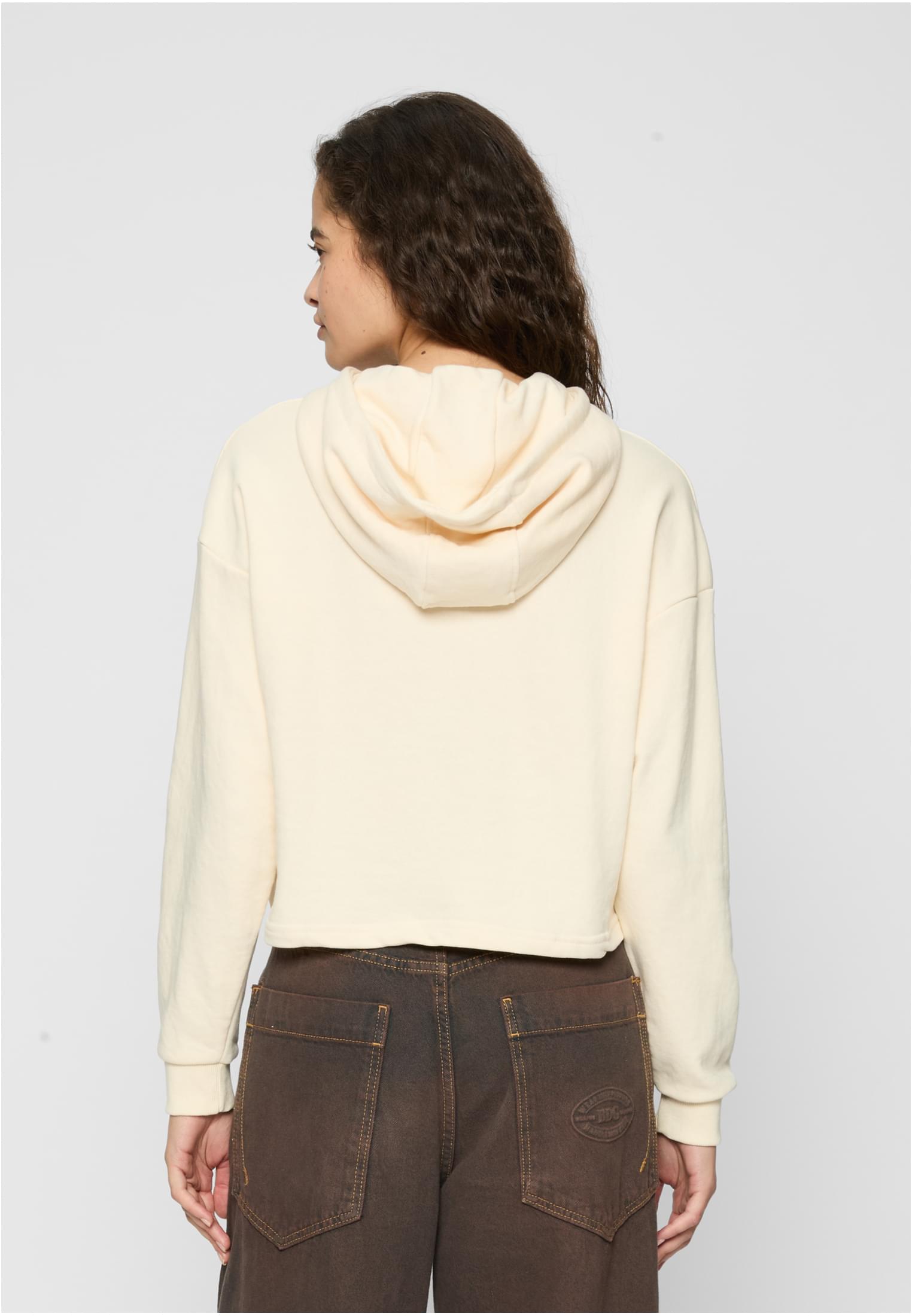 Ladies Oversized Cropped Light Terry Hoodie | whitesand