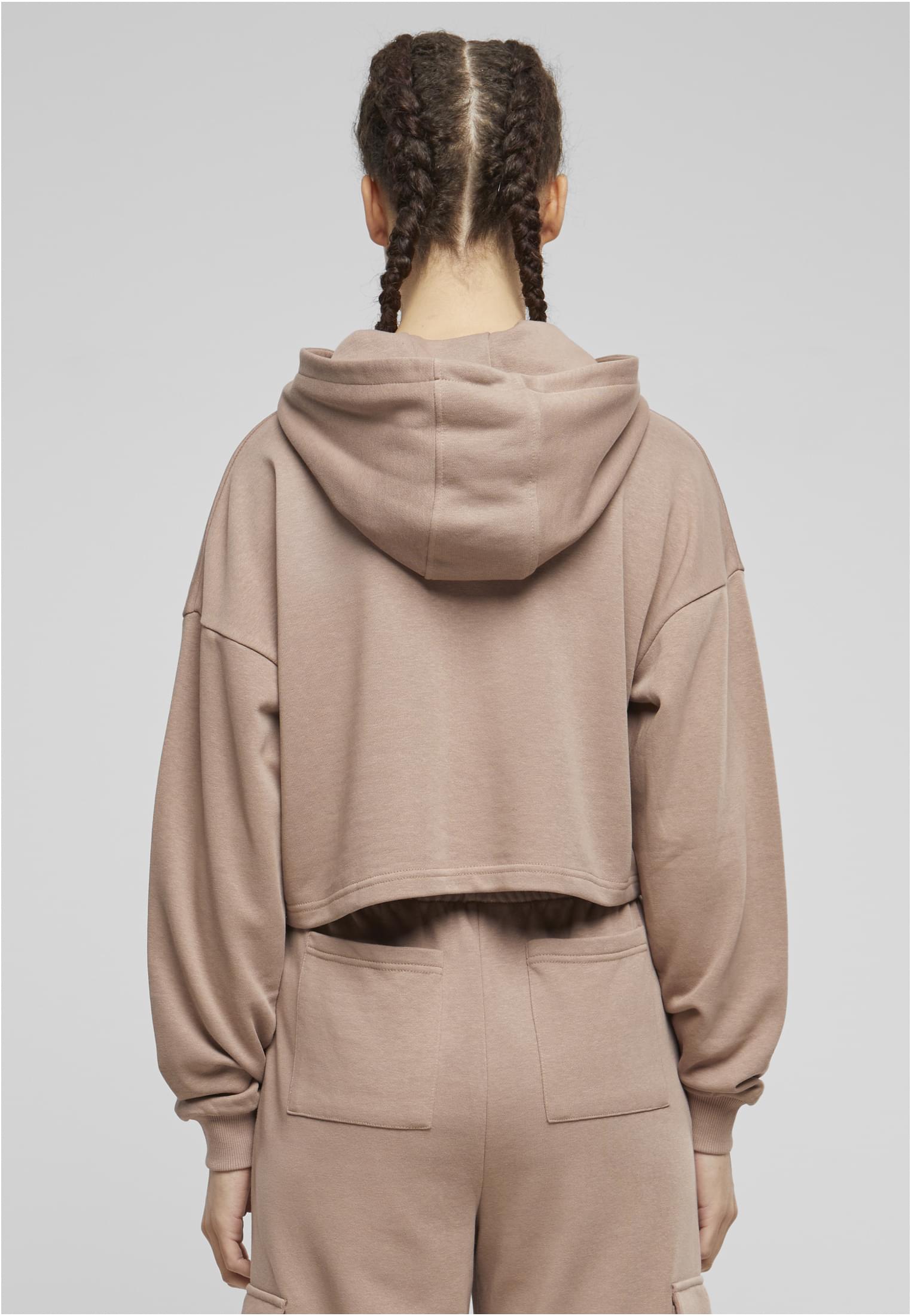 Ladies Oversized Cropped Light Terry Hoodie | duskrose