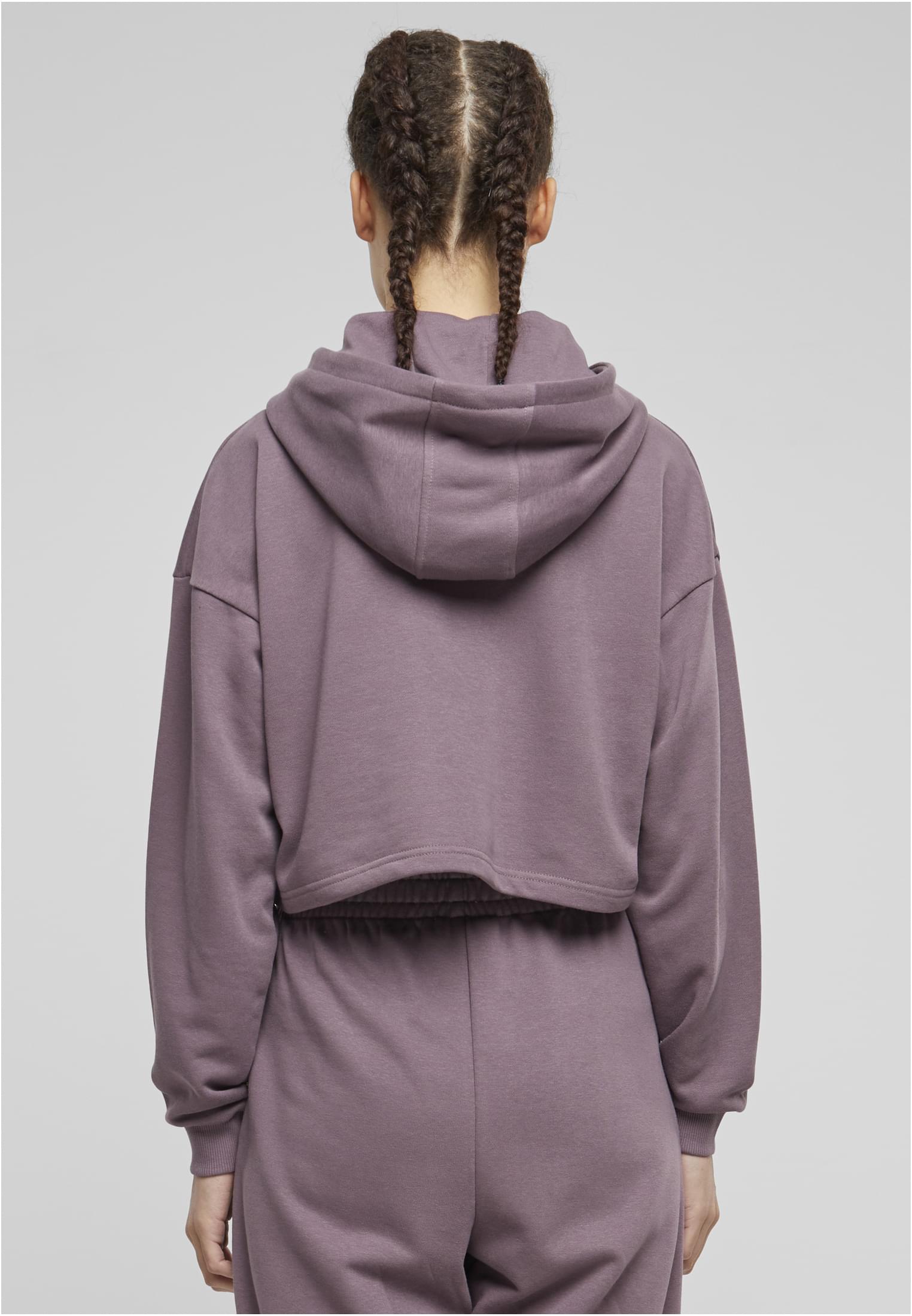 Ladies Oversized Cropped Light Terry Hoodie | fadedpurple