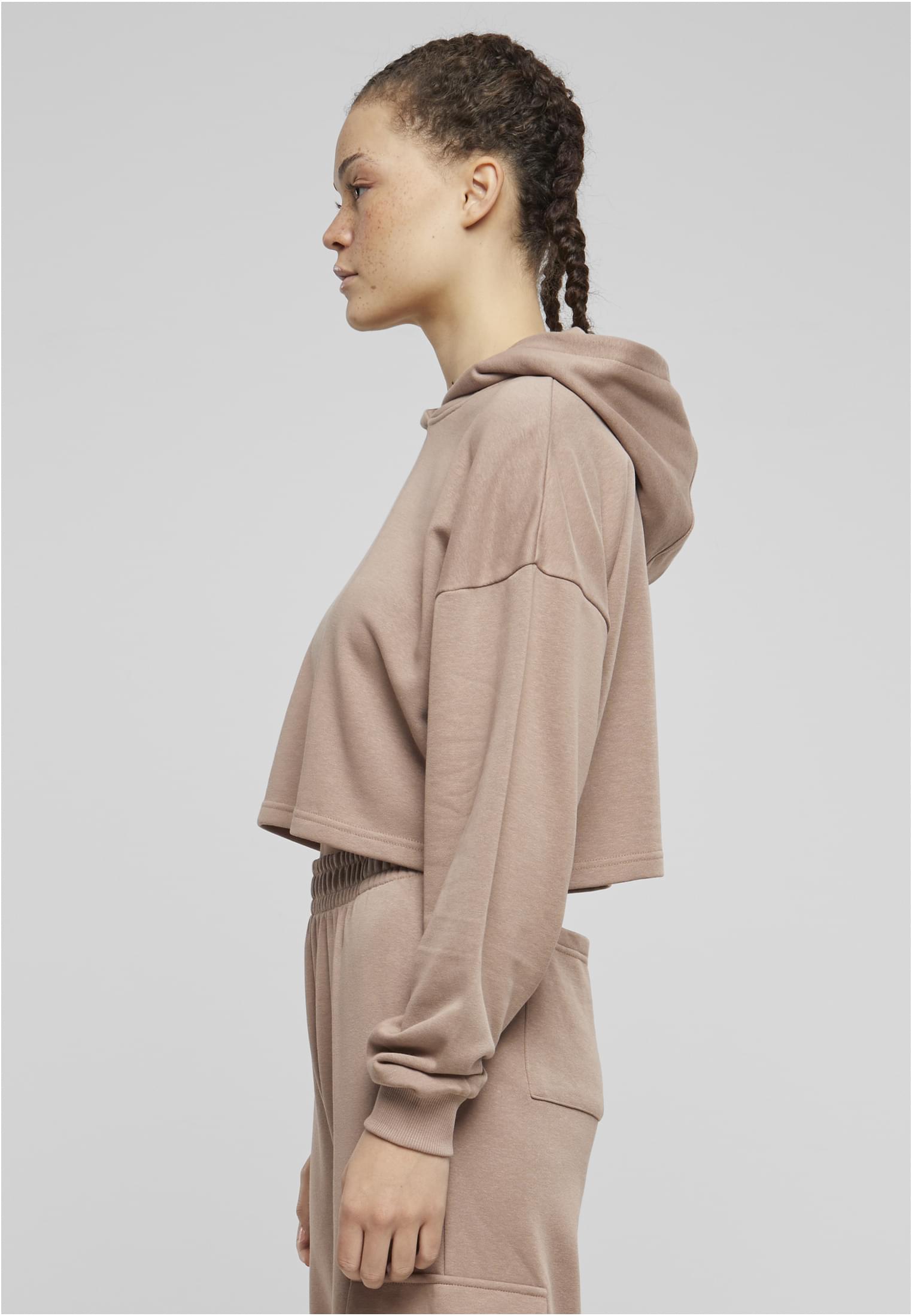 Ladies Oversized Cropped Light Terry Hoodie | duskrose