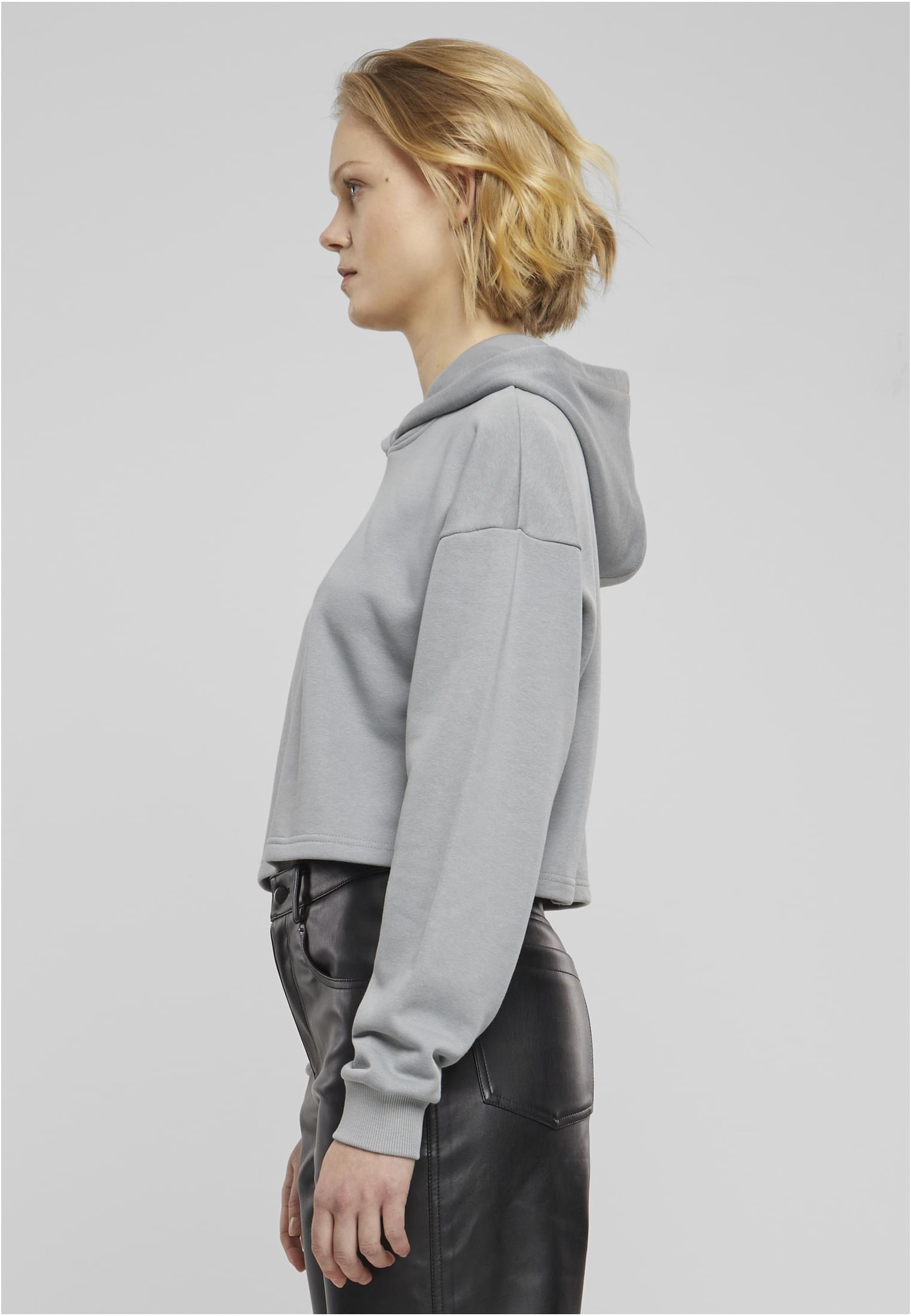 Ladies Oversized Cropped Light Terry Hoodie | lightasphalt