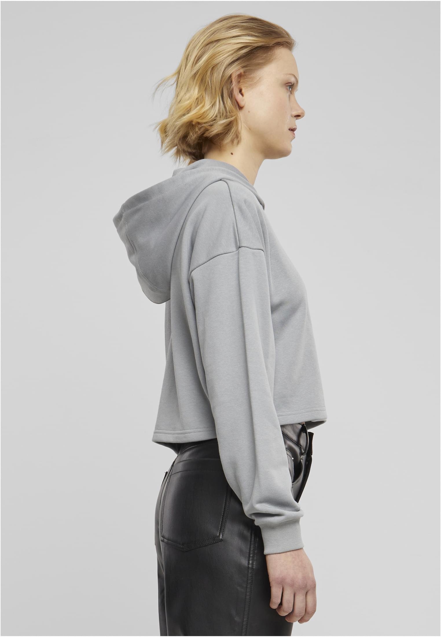 Ladies Oversized Cropped Light Terry Hoodie | lightasphalt