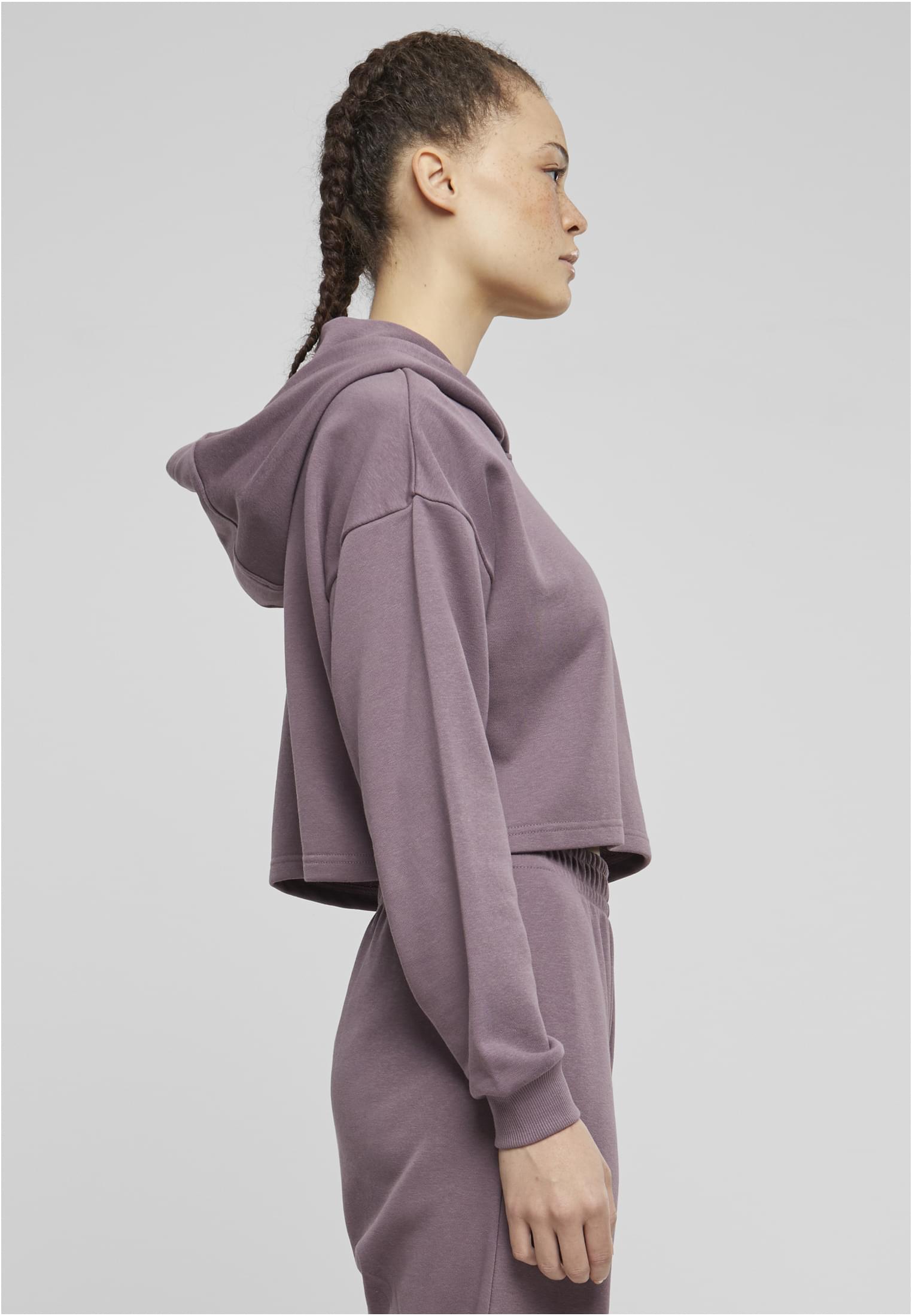 Ladies Oversized Cropped Light Terry Hoodie | fadedpurple