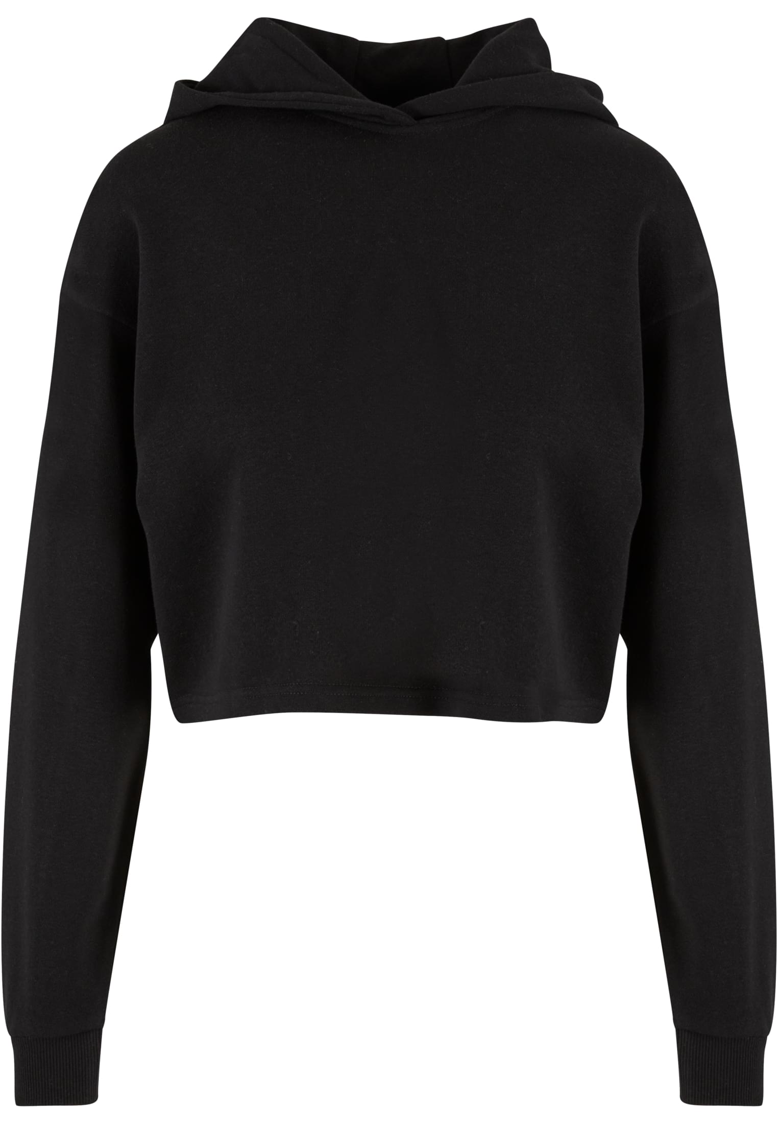 Ladies Oversized Cropped Light Terry Hoodie | black