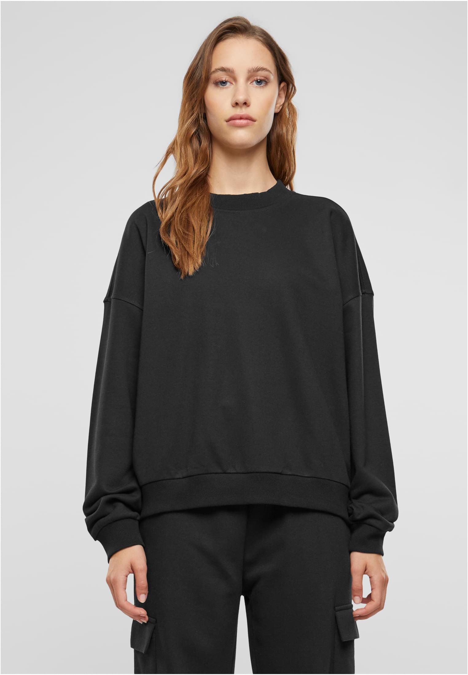 Ladies Oversized Light Terry Crewneck | black