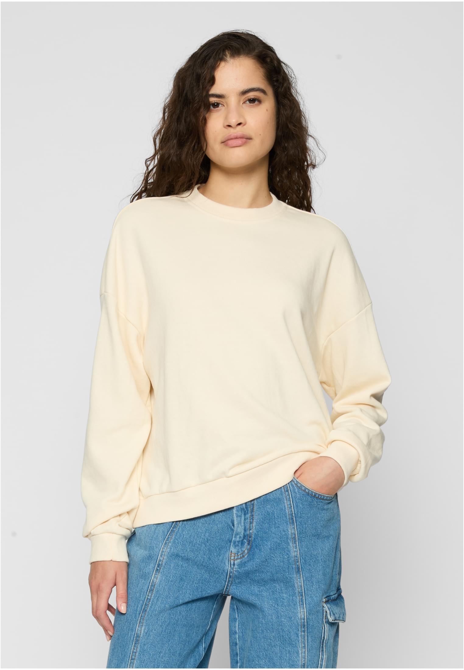 Ladies Oversized Light Terry Crewneck | whitesand