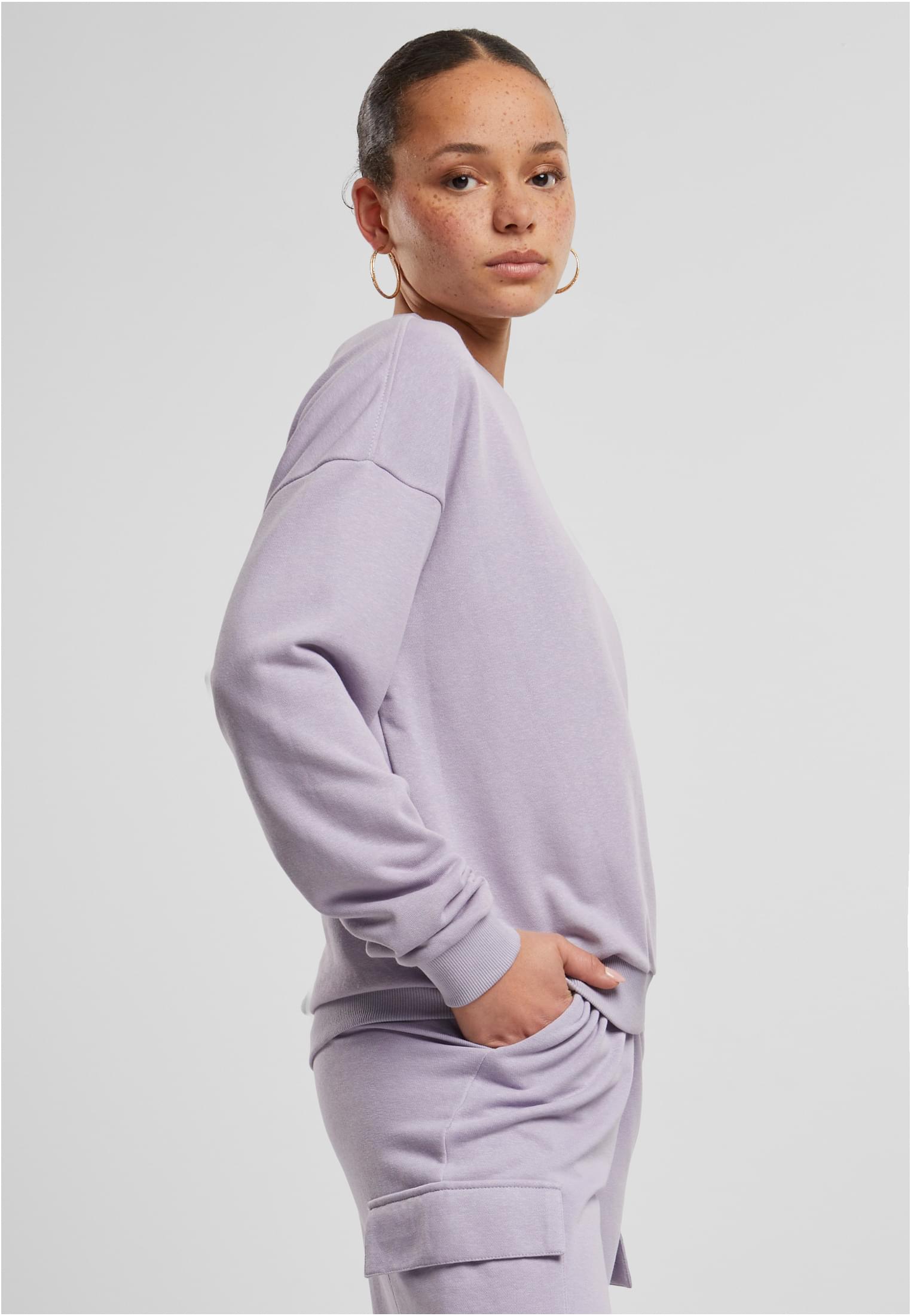 Ladies Oversized Light Terry Crewneck | dustylilac