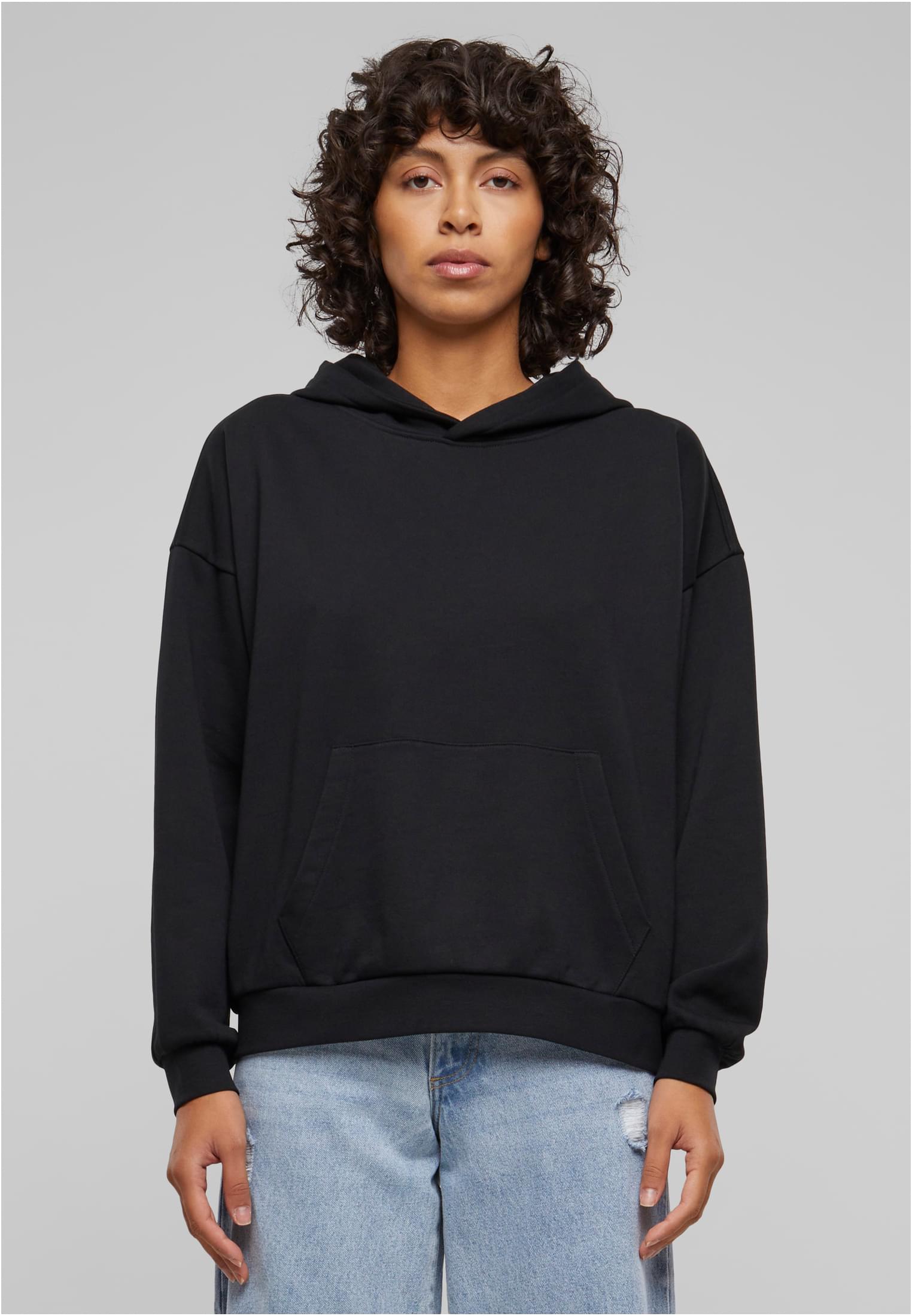 Ladies Light Terry Oversized Hoodie | black