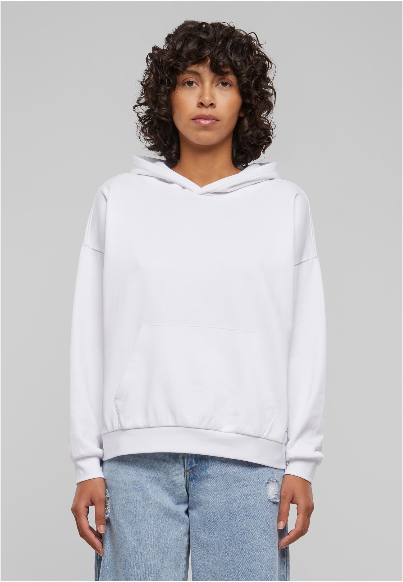 Ladies Light Terry Oversized Hoodie | white