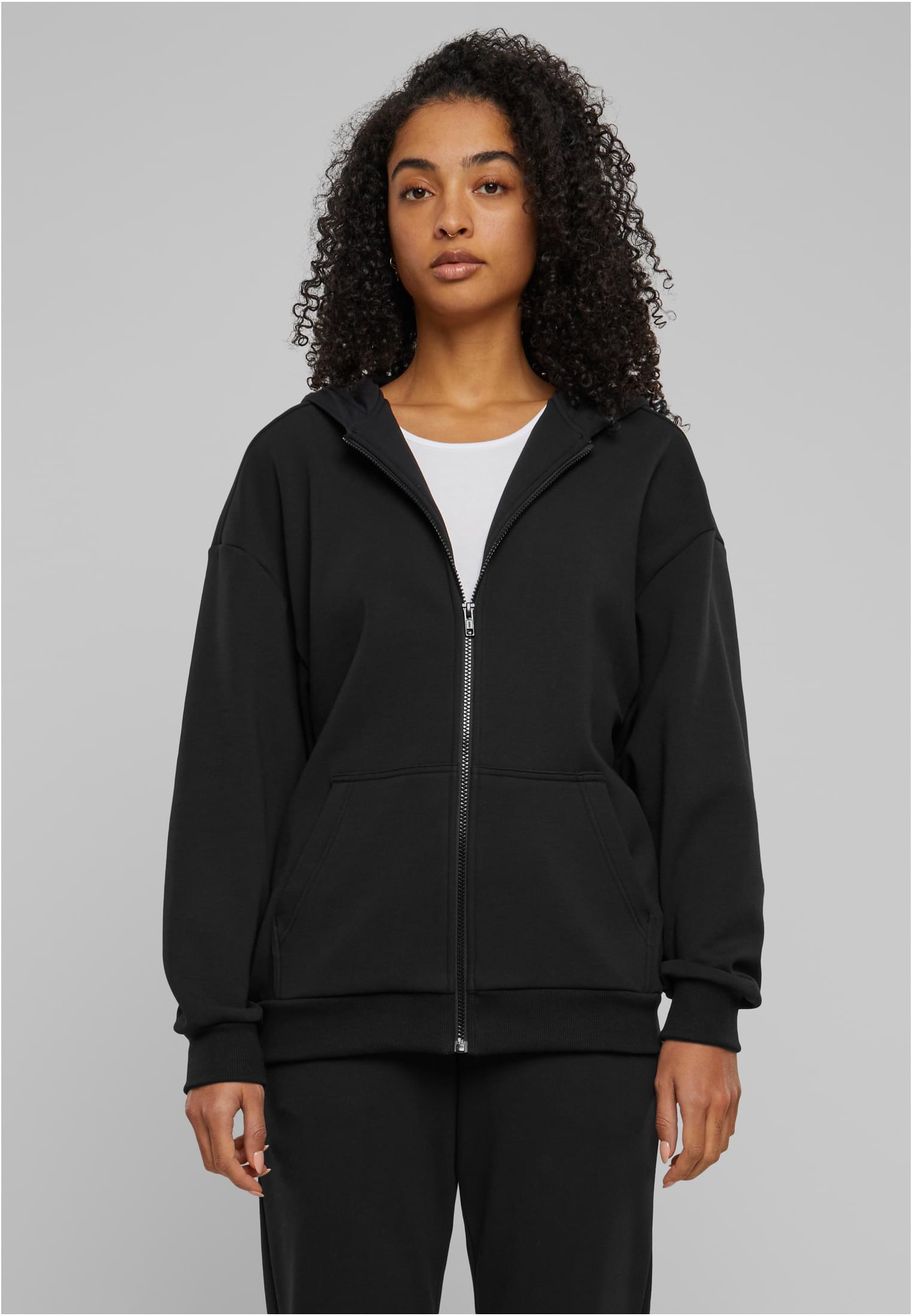 Ladies Cozy Oversized Zip Hoody | black