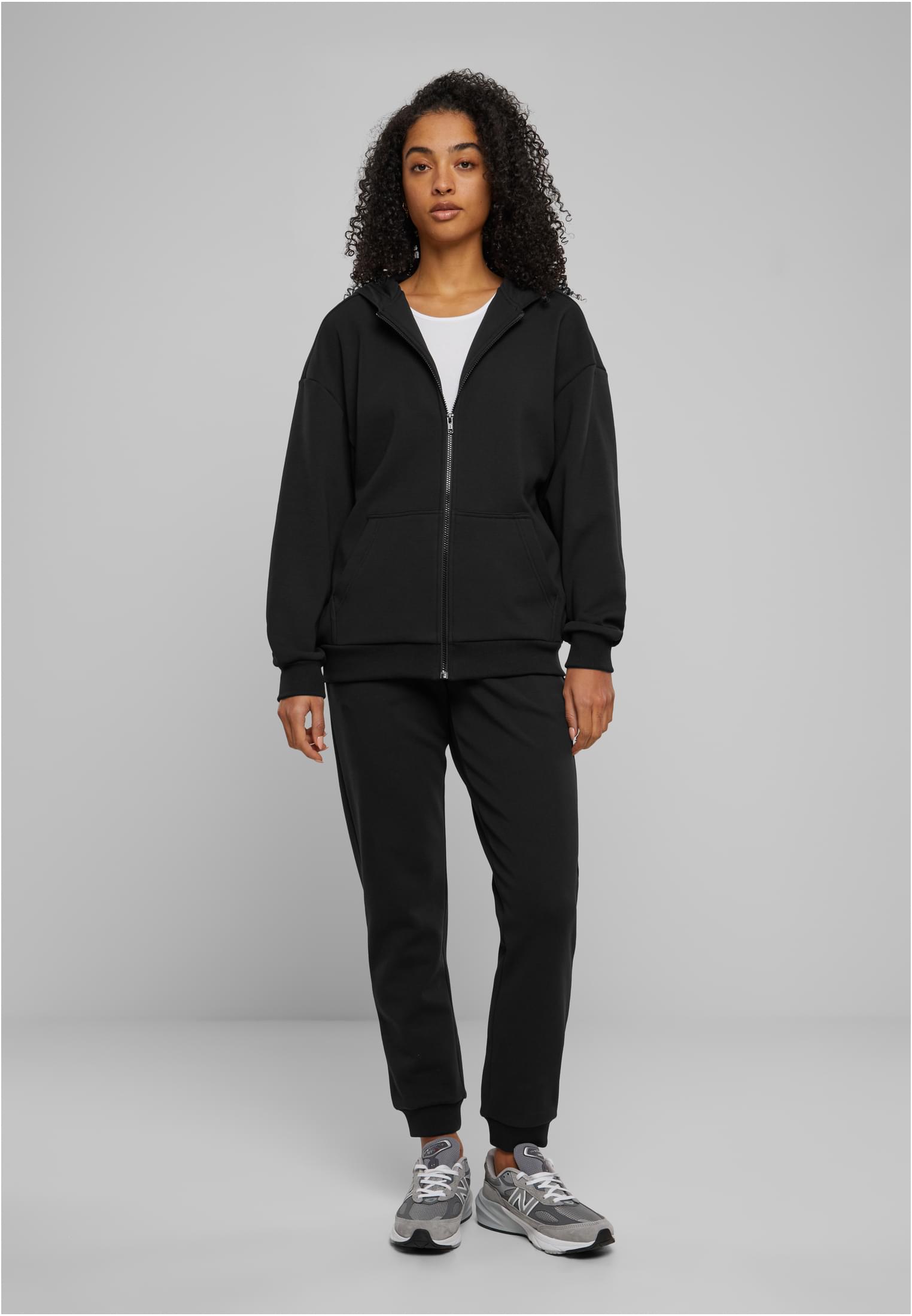 Ladies Cozy Oversized Zip Hoody | black