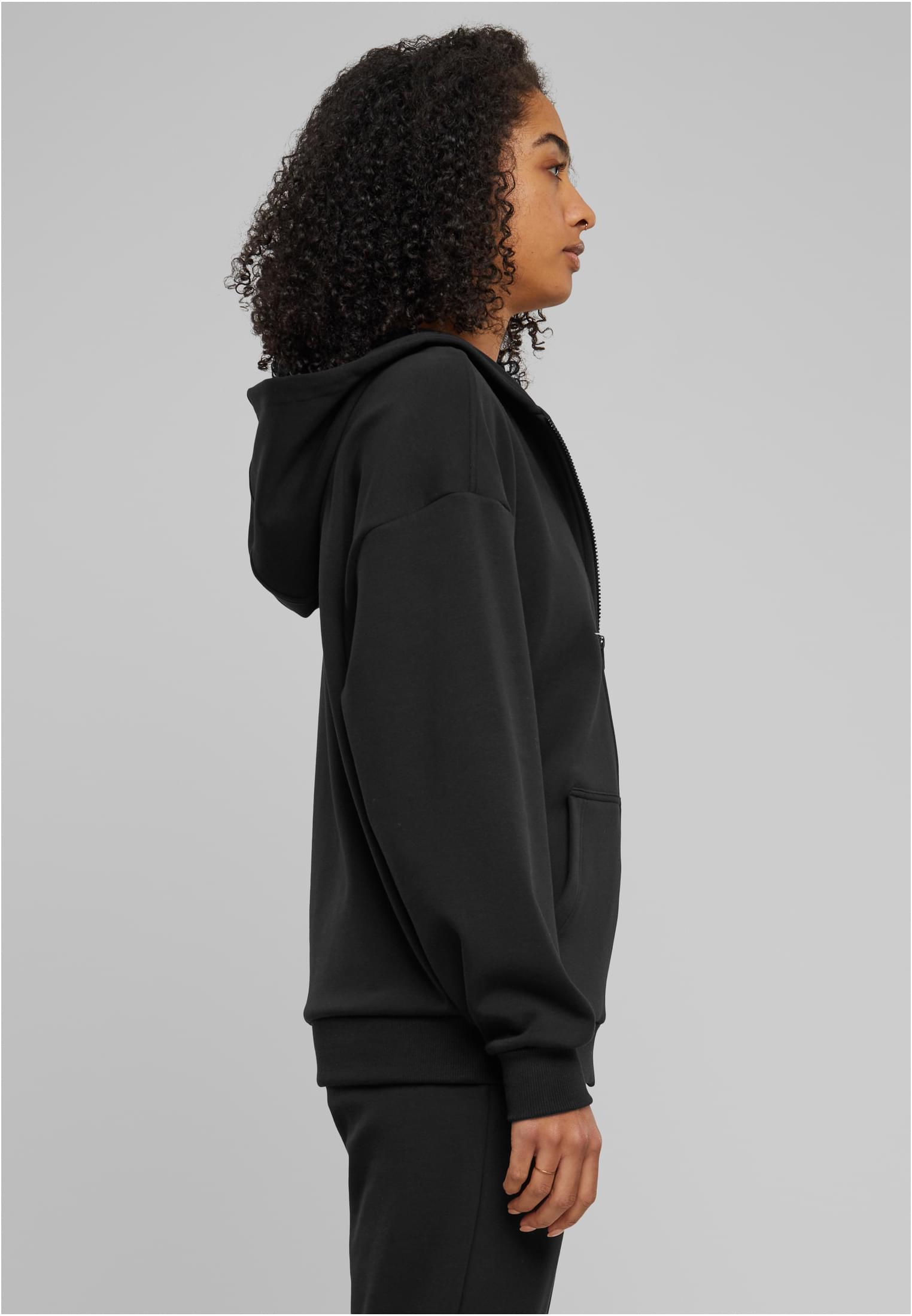 Ladies Cozy Oversized Zip Hoody | black