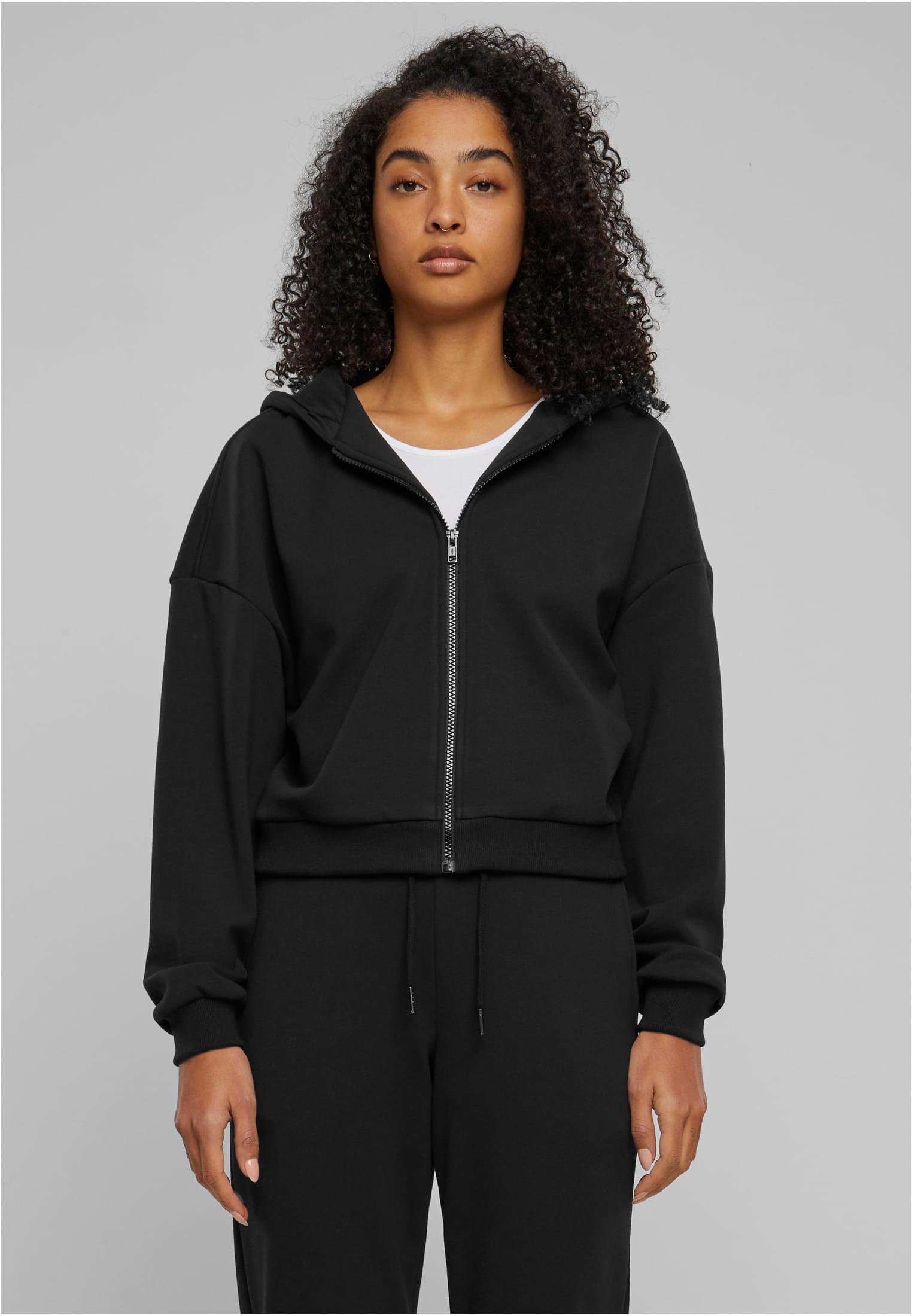 Ladies Cozy Short Zip Hoody | black